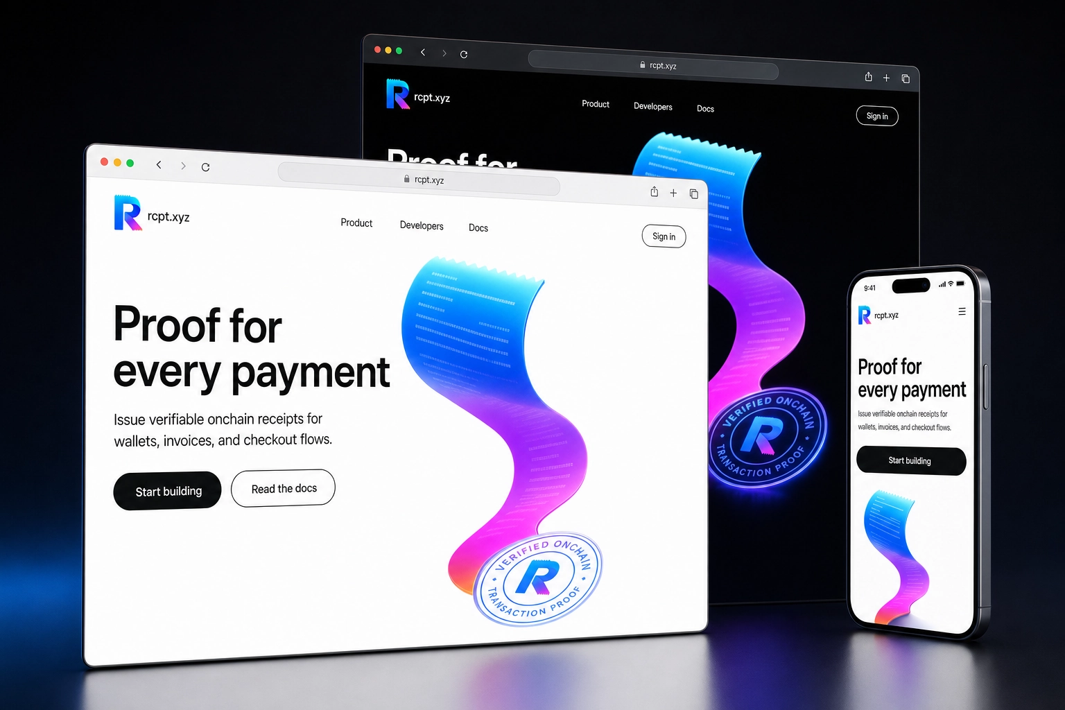 rcpt.xyz website concept preview