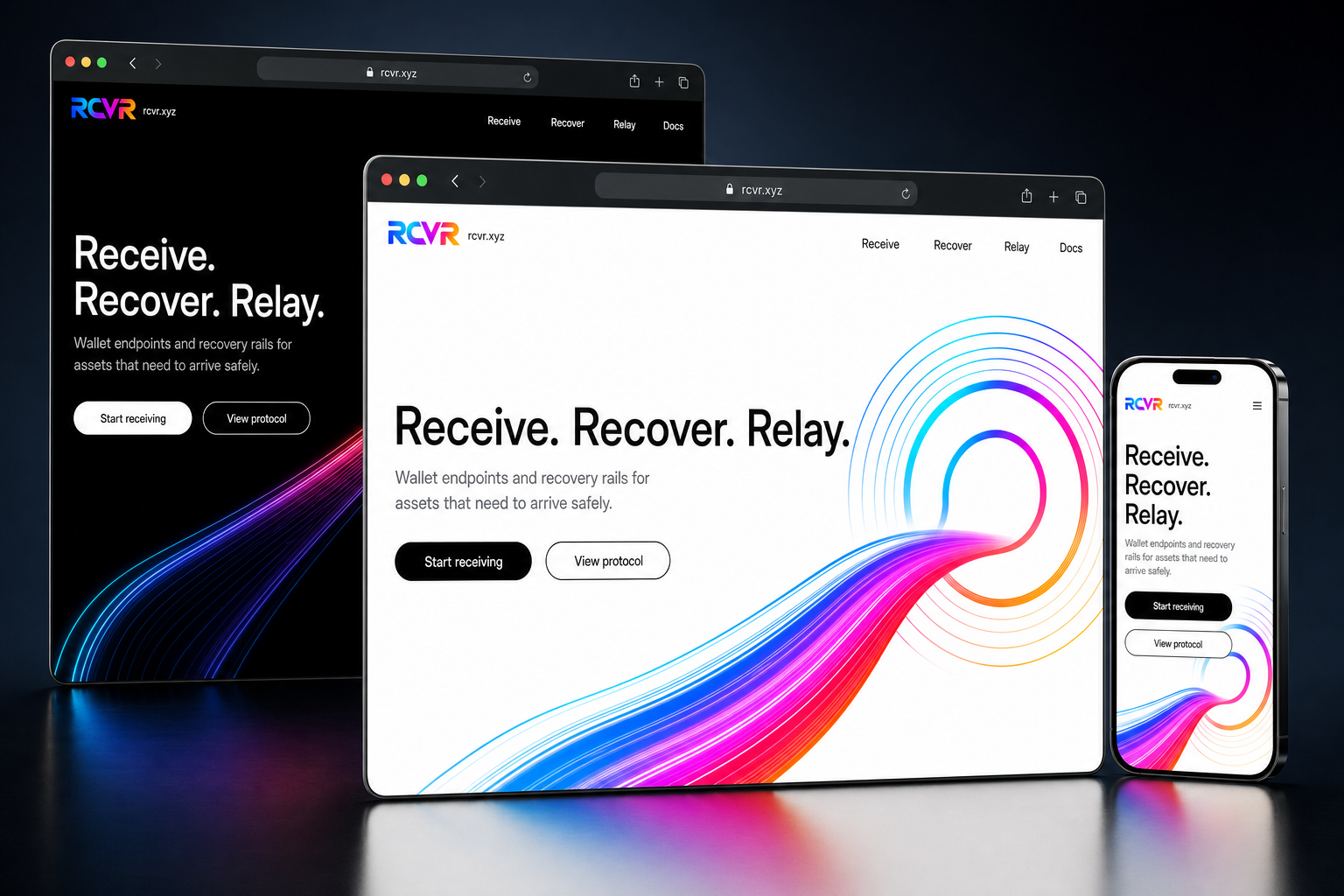 rcvr.xyz website concept preview enlarged