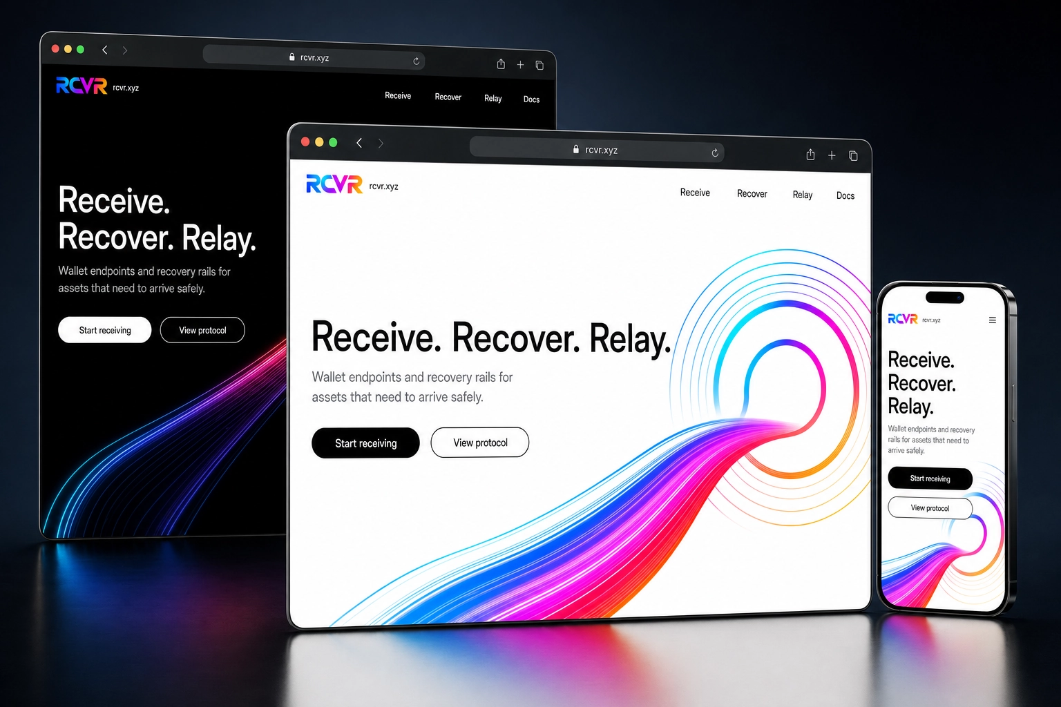 rcvr.xyz website concept preview