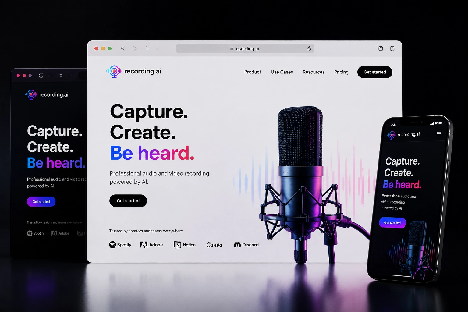 recording.ai website concept preview
