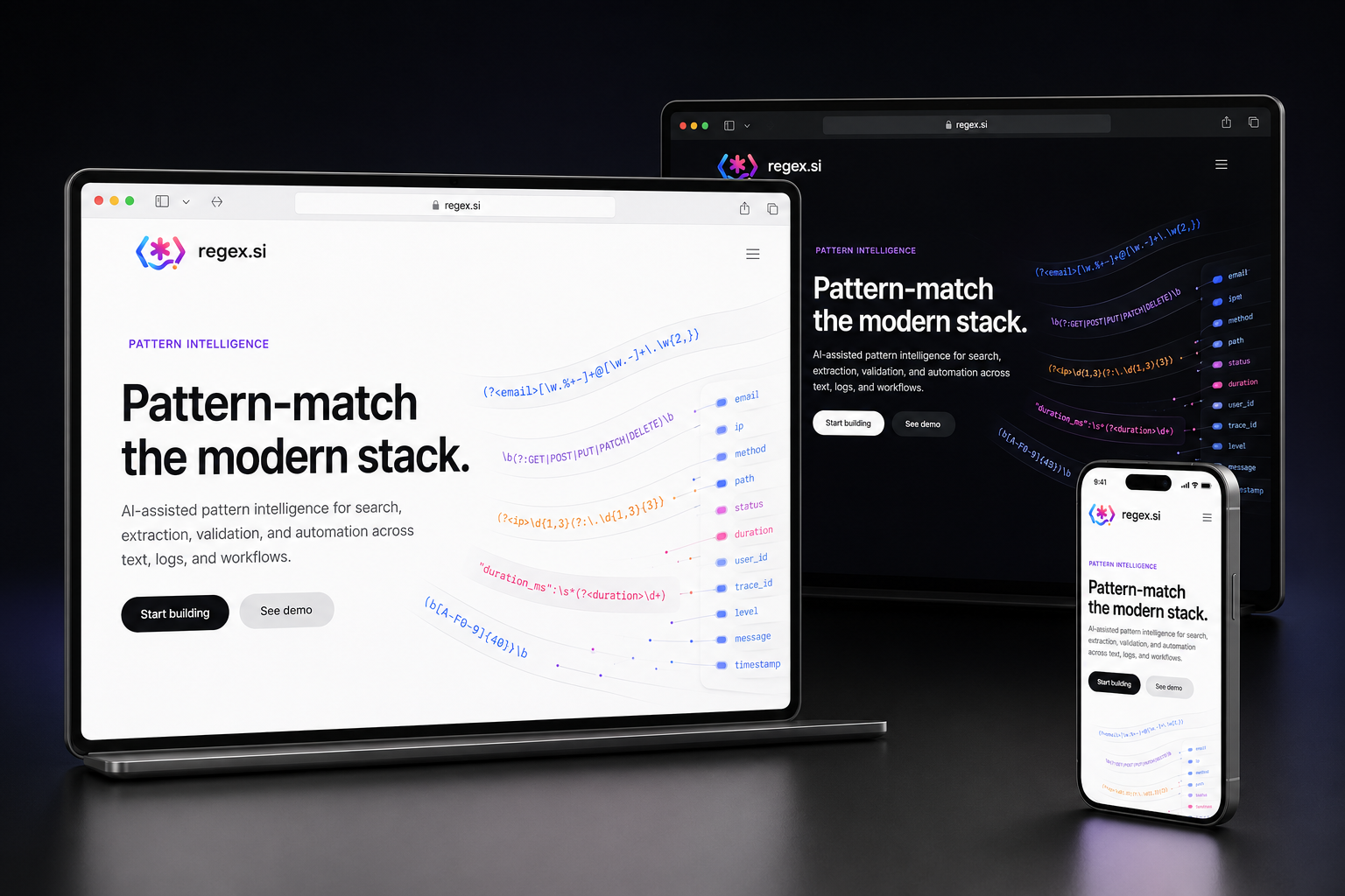 regex.si website concept preview
