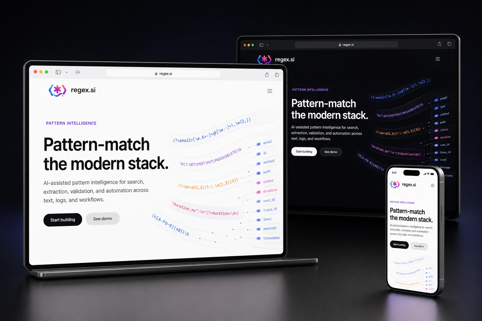 regex.si website concept preview