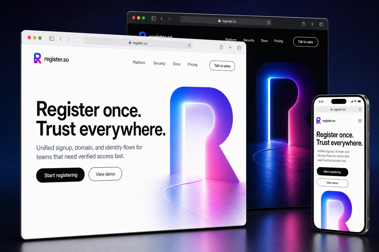 register.so website concept preview