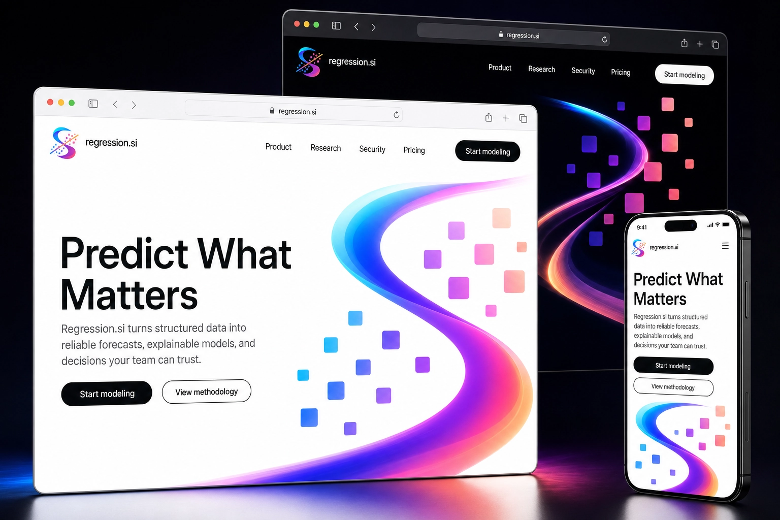 regression.si website concept preview