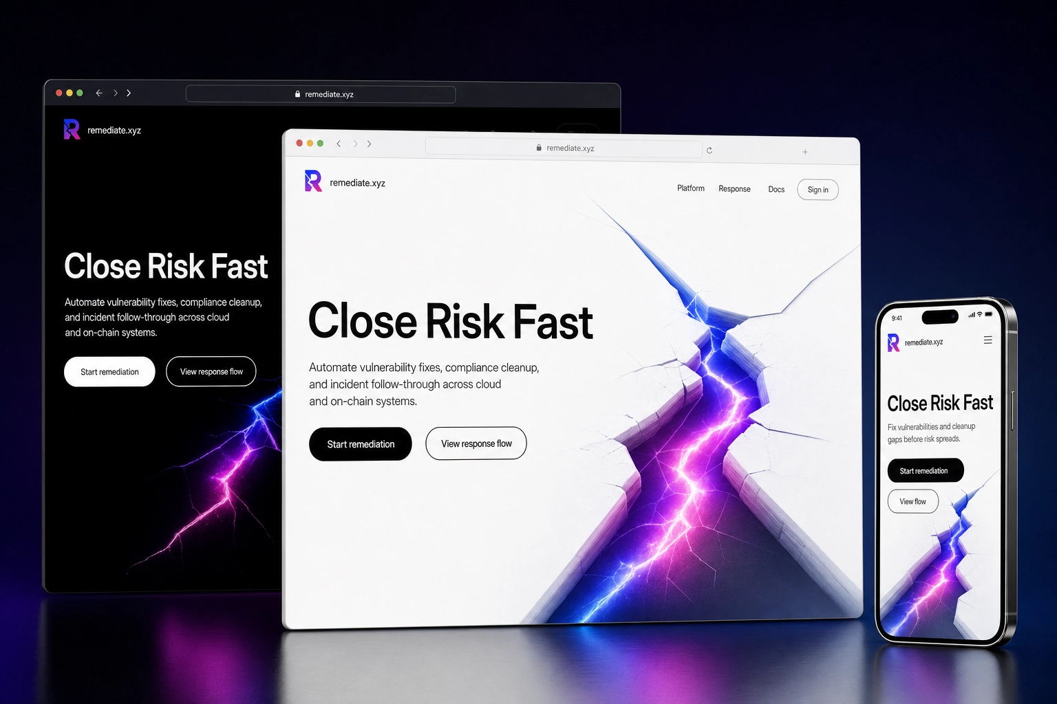 remediate.xyz website concept preview