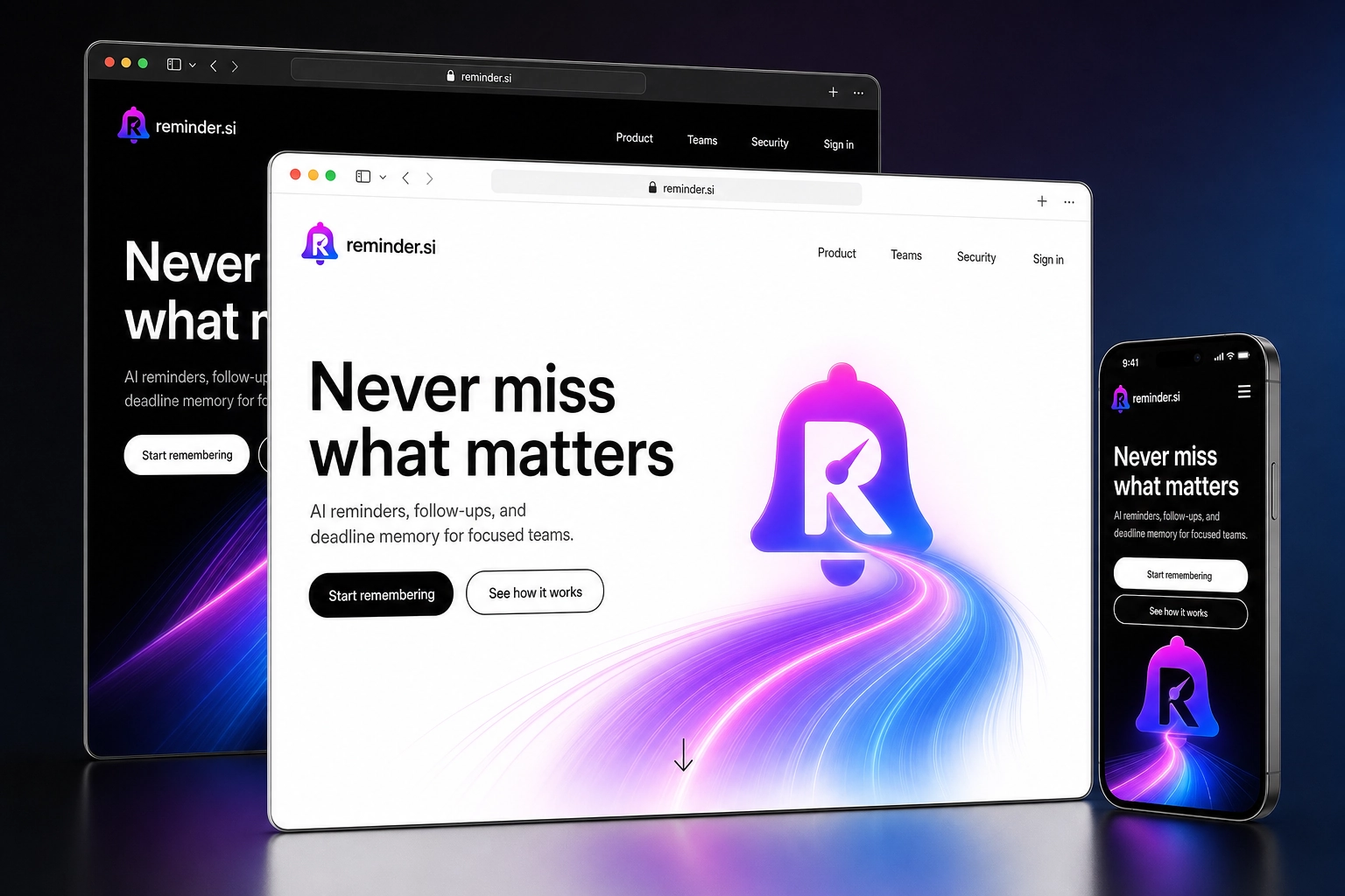reminder.si website concept preview
