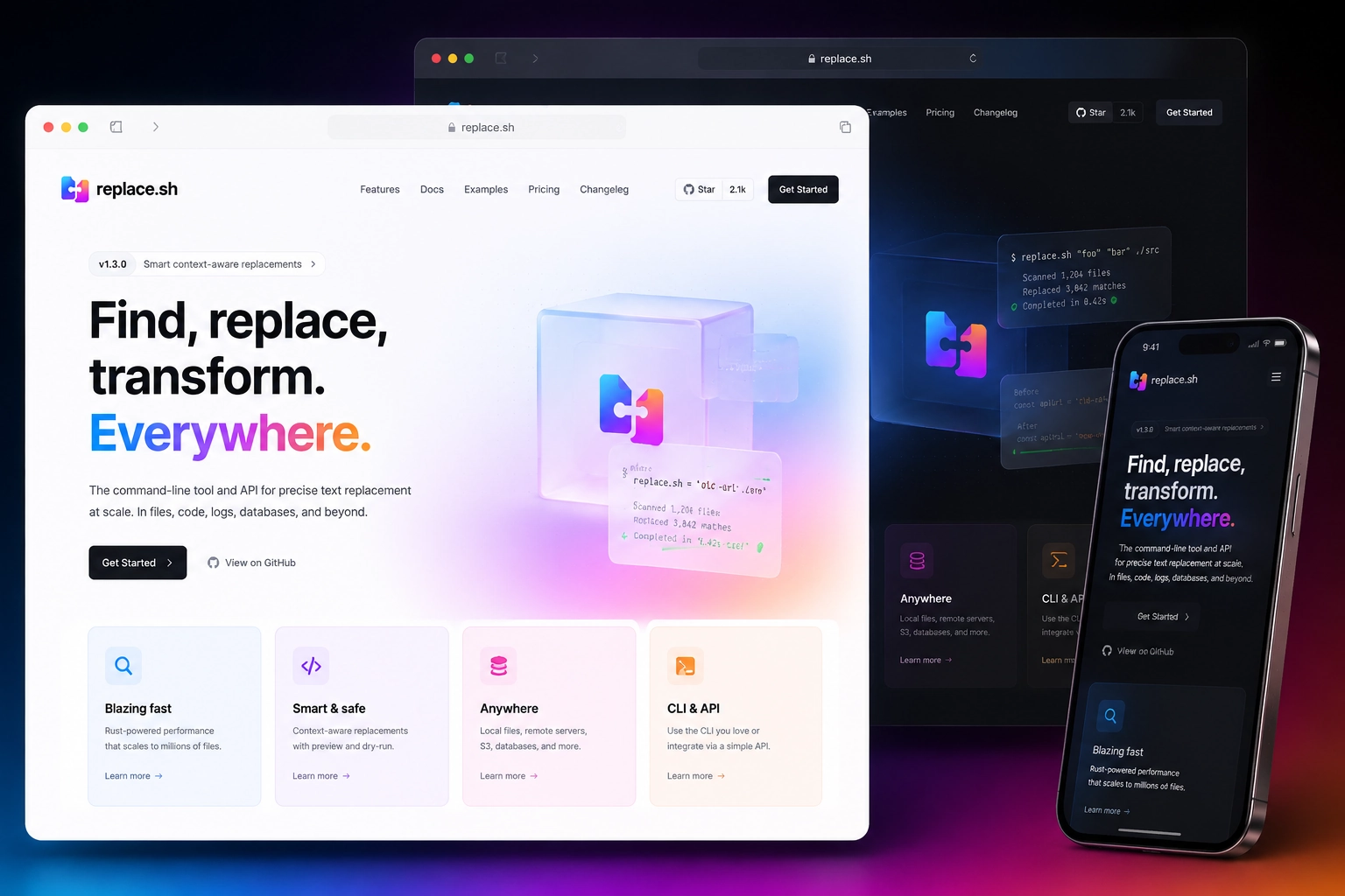 replace.sh website concept preview