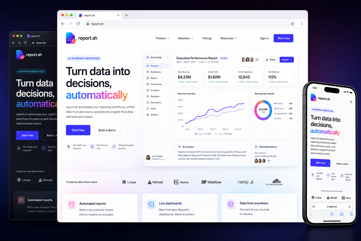 report.sh website concept preview