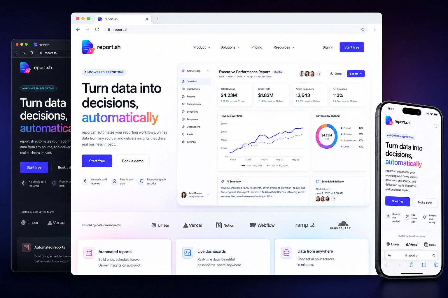 report.sh website concept preview