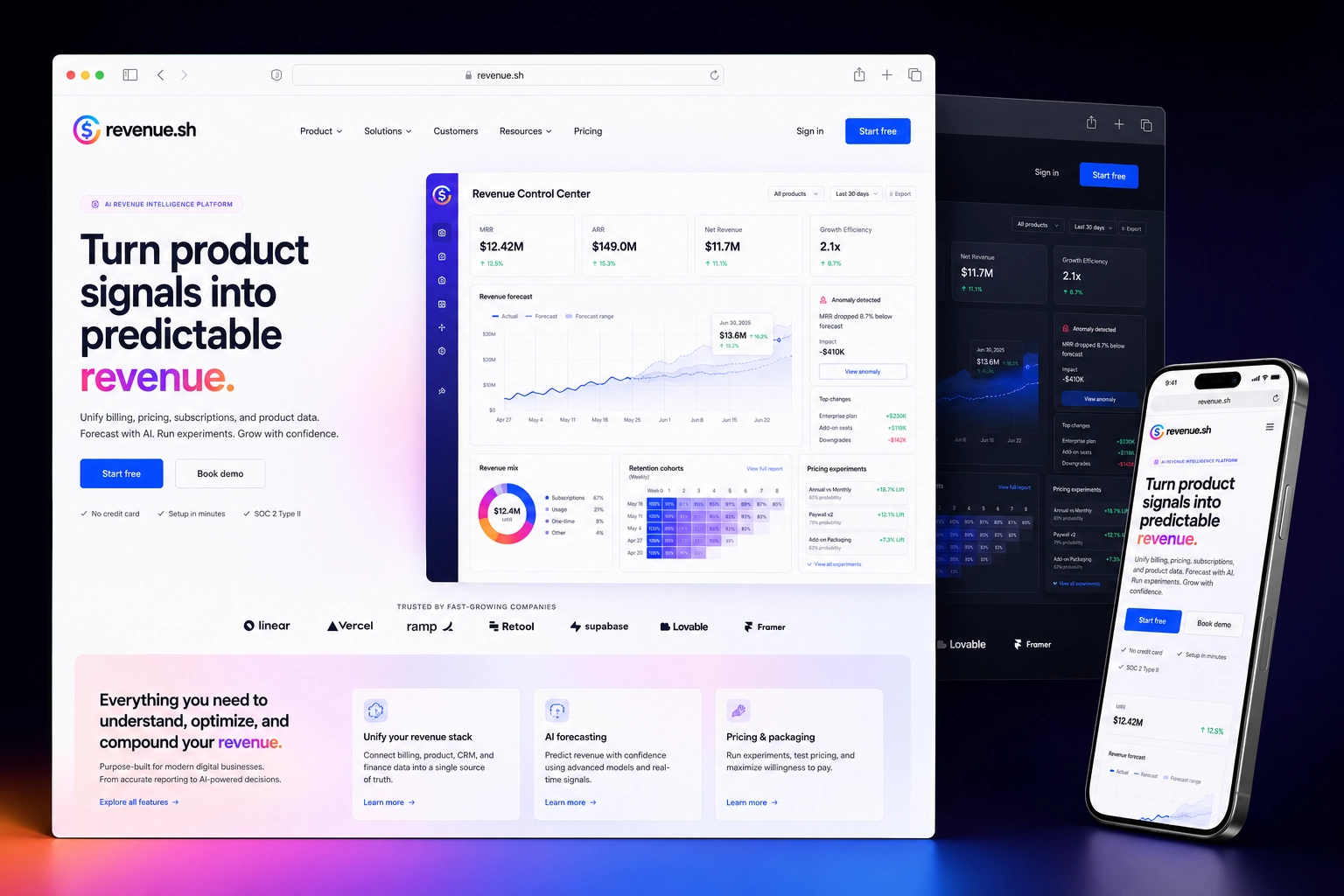 revenue.sh website concept preview