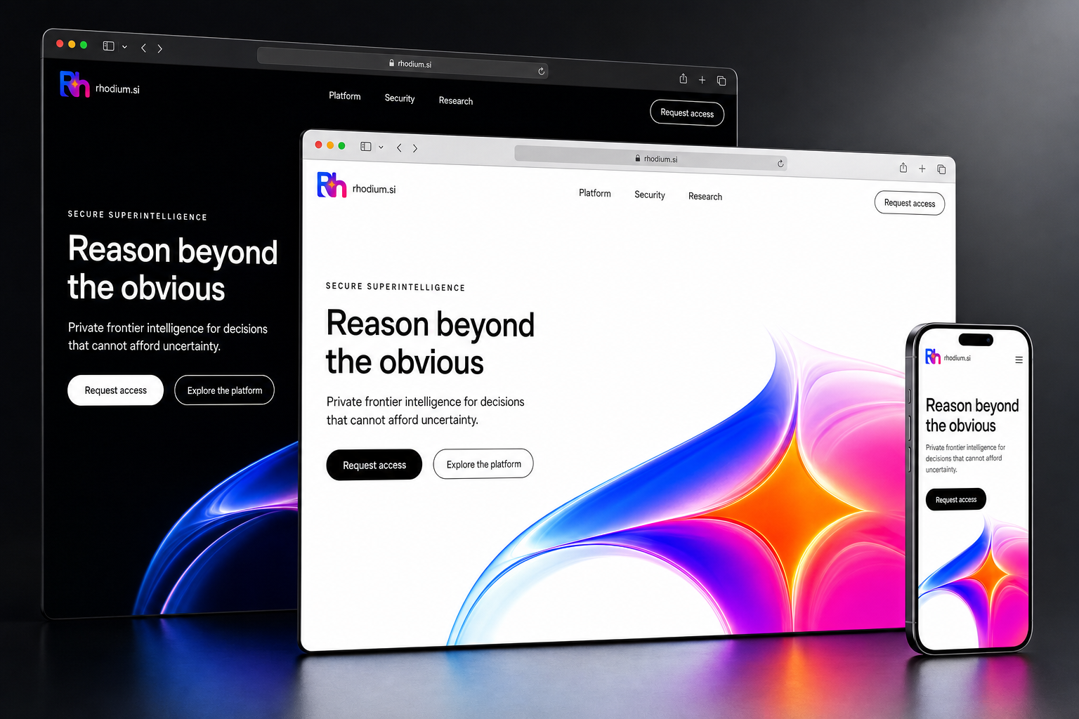 rhodium.si website concept preview enlarged
