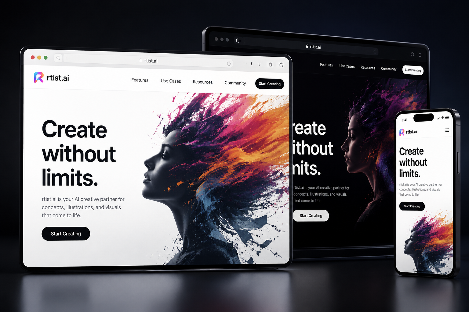 rtist.ai website concept preview