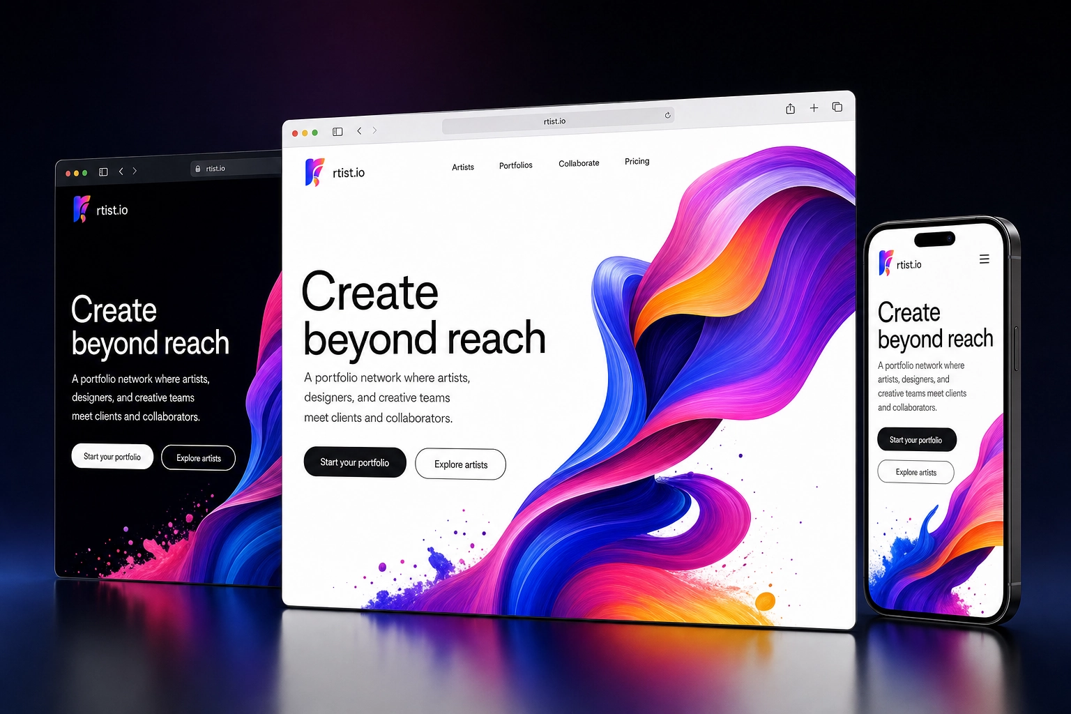 rtist.io website concept preview