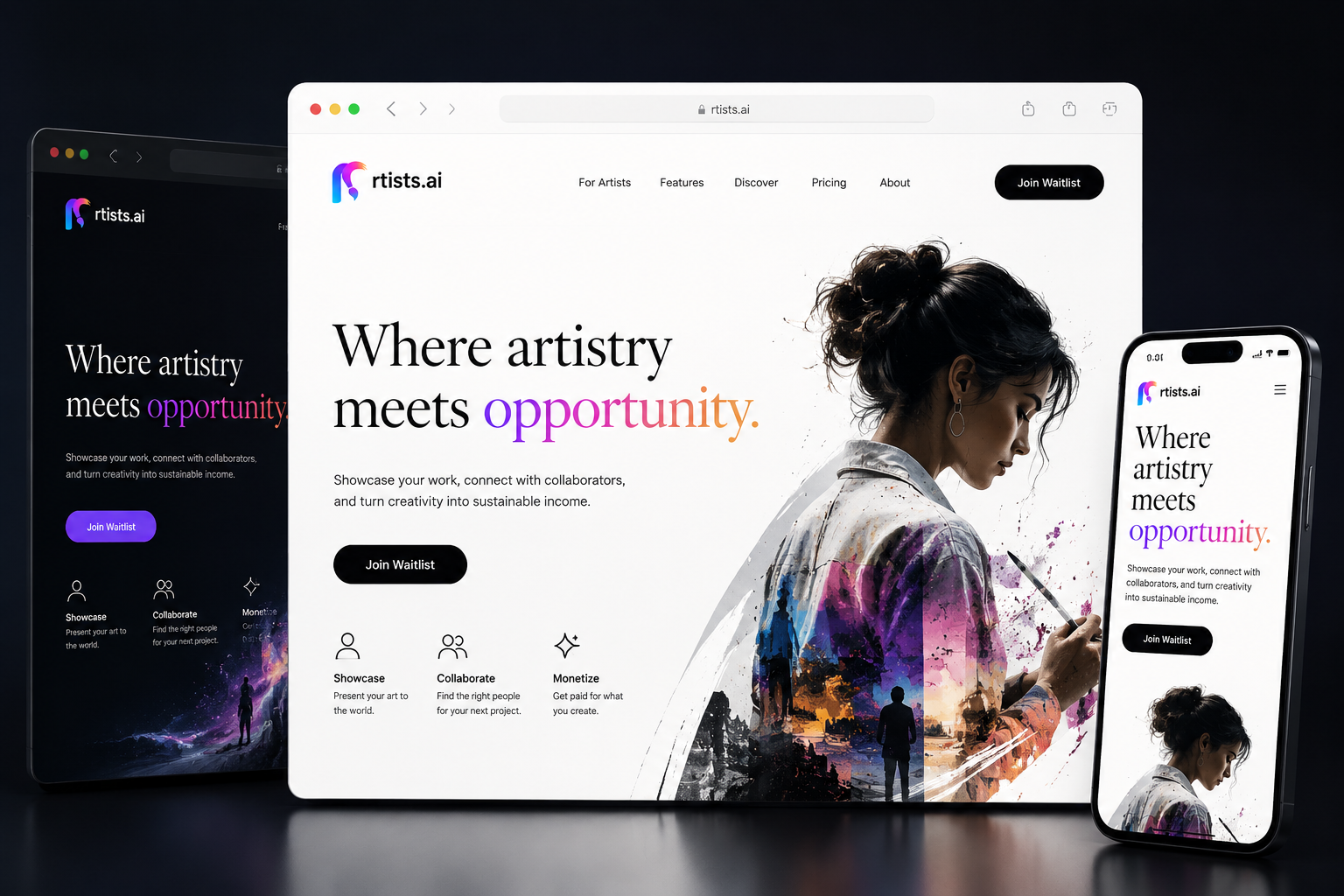 rtists.ai website concept preview