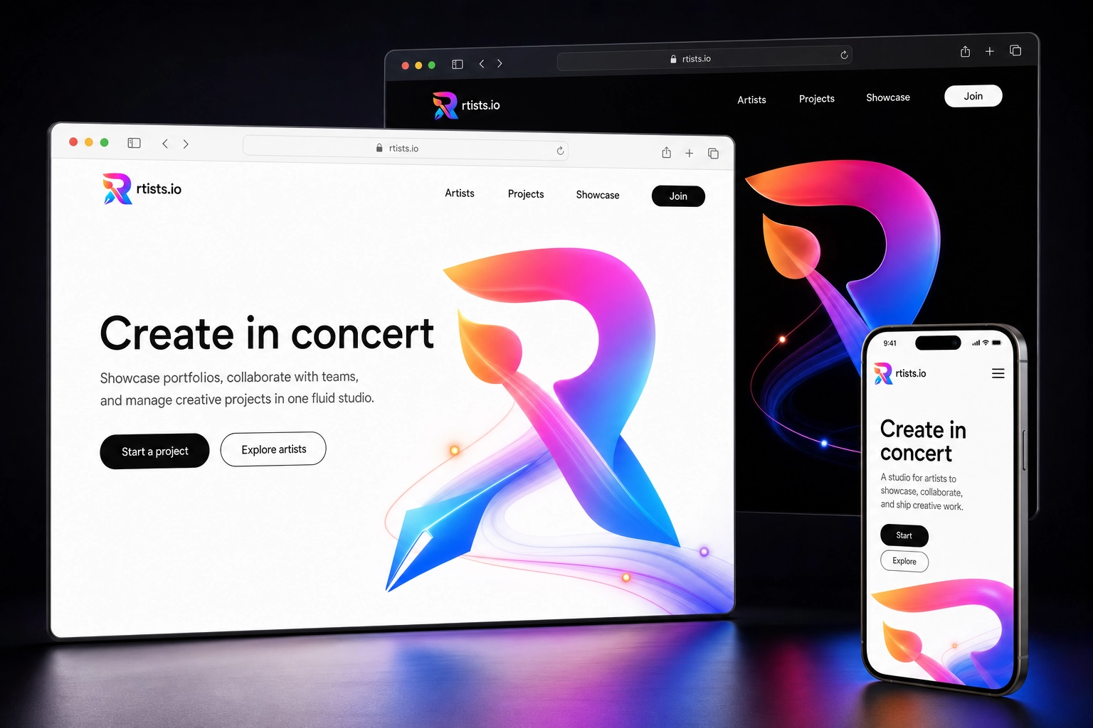 rtists.io website concept preview