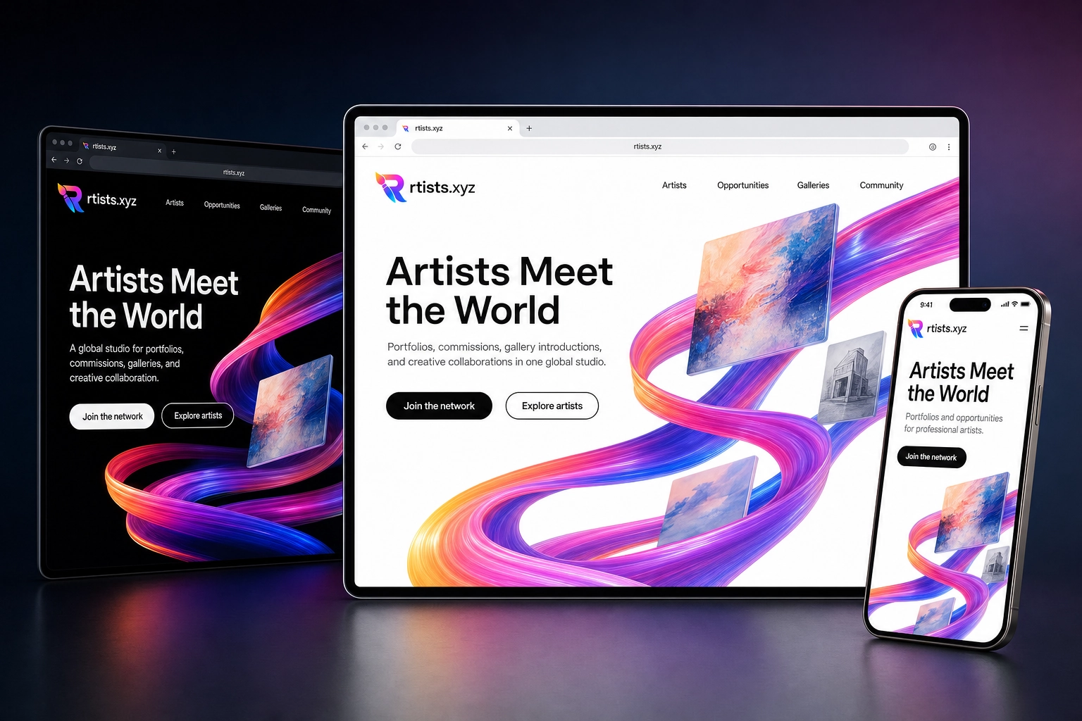 rtists.xyz website concept preview