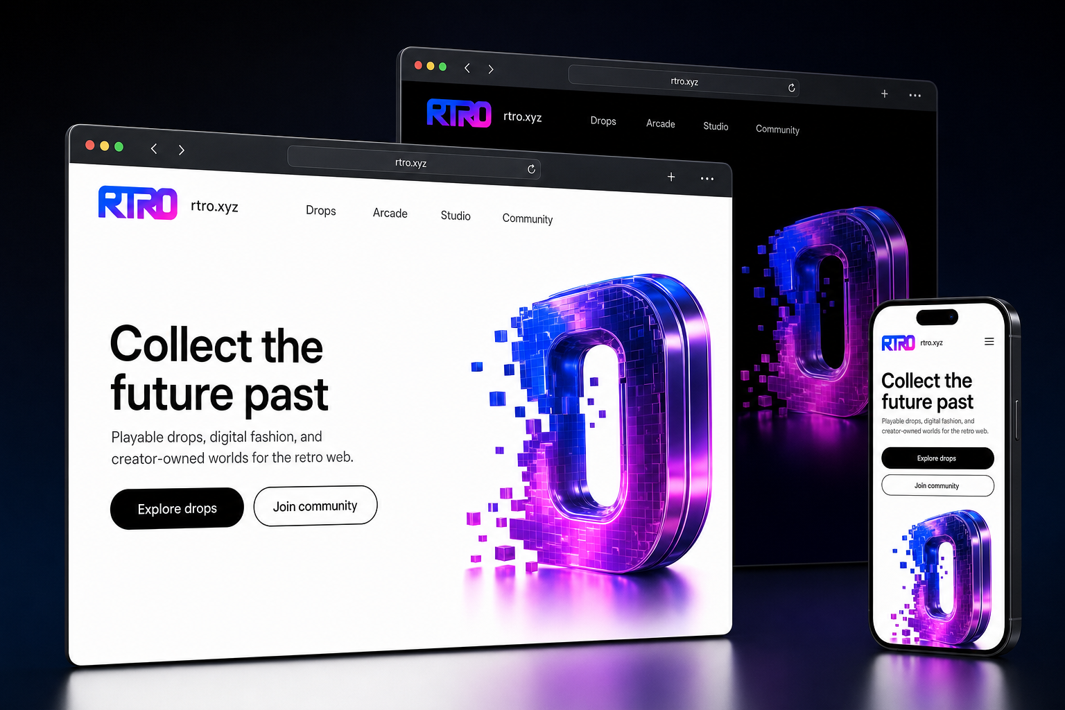 rtro.xyz website concept preview enlarged