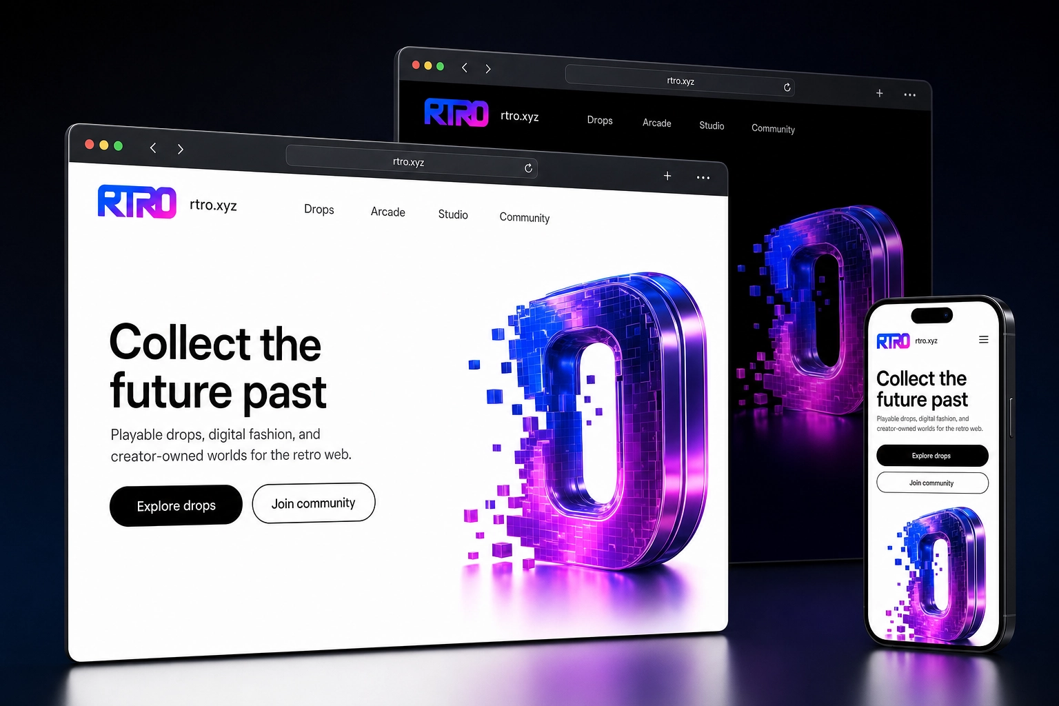 rtro.xyz website concept preview