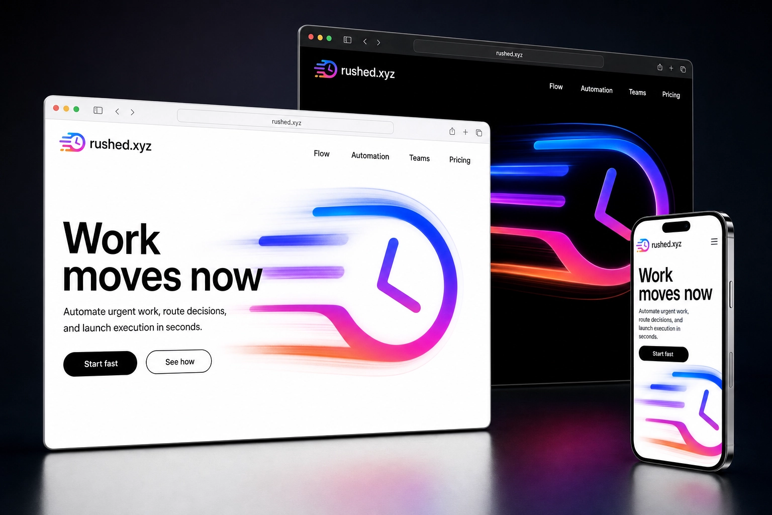 rushed.xyz website concept preview