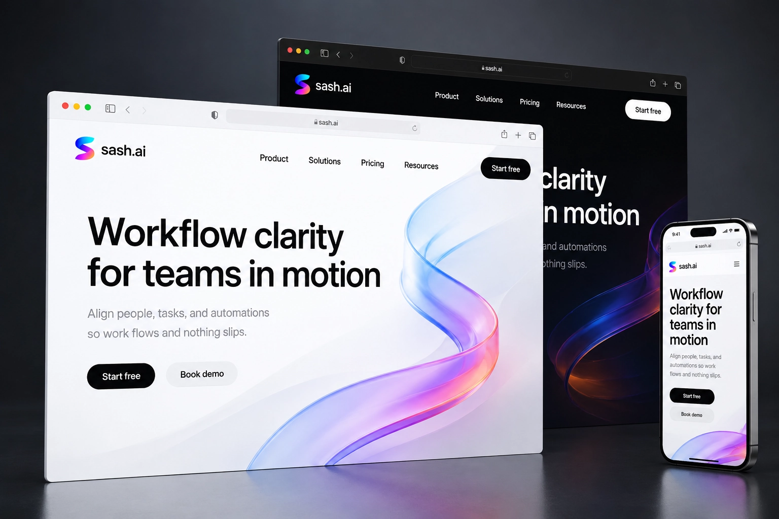 sash.ai website concept preview