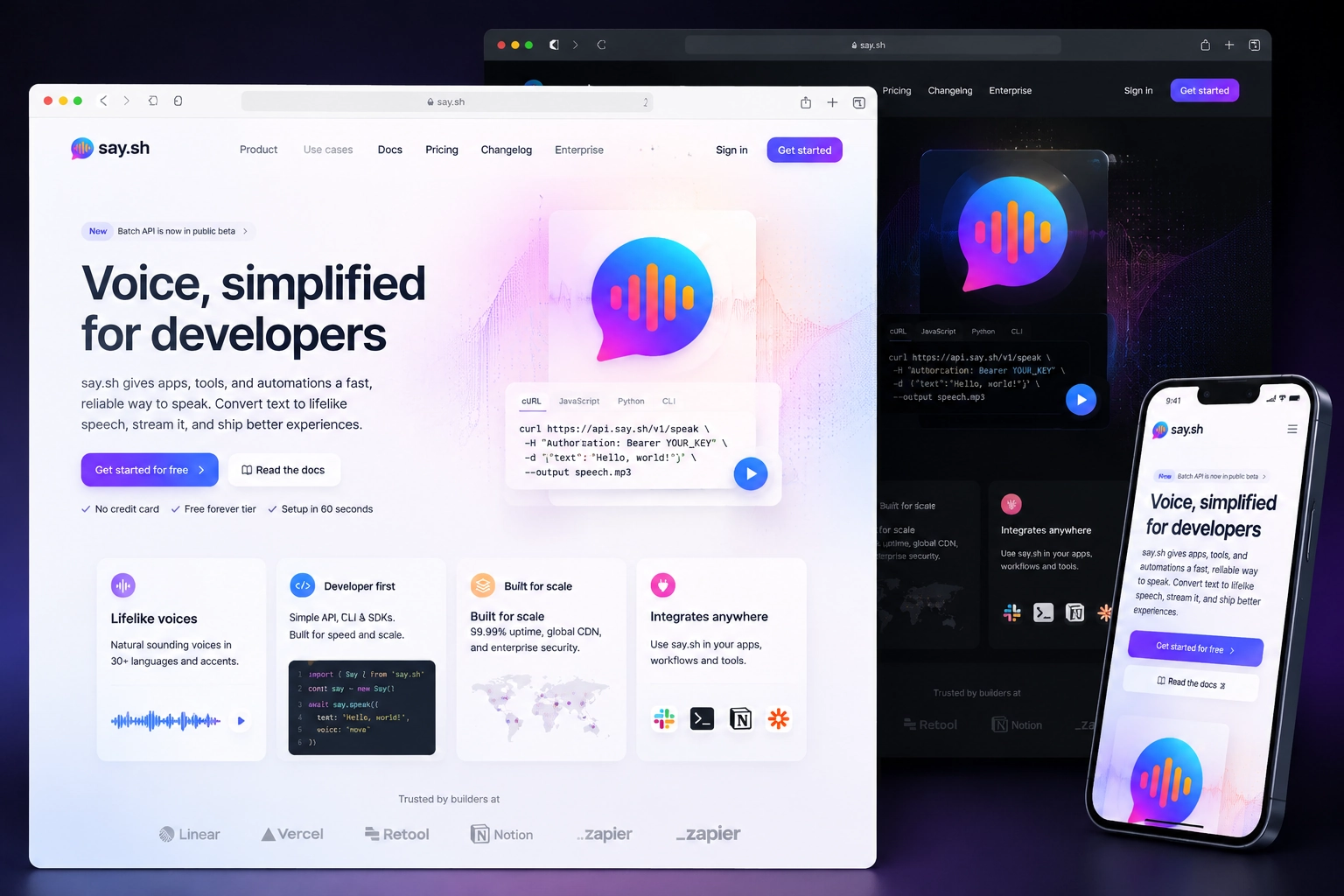 say.sh website concept preview