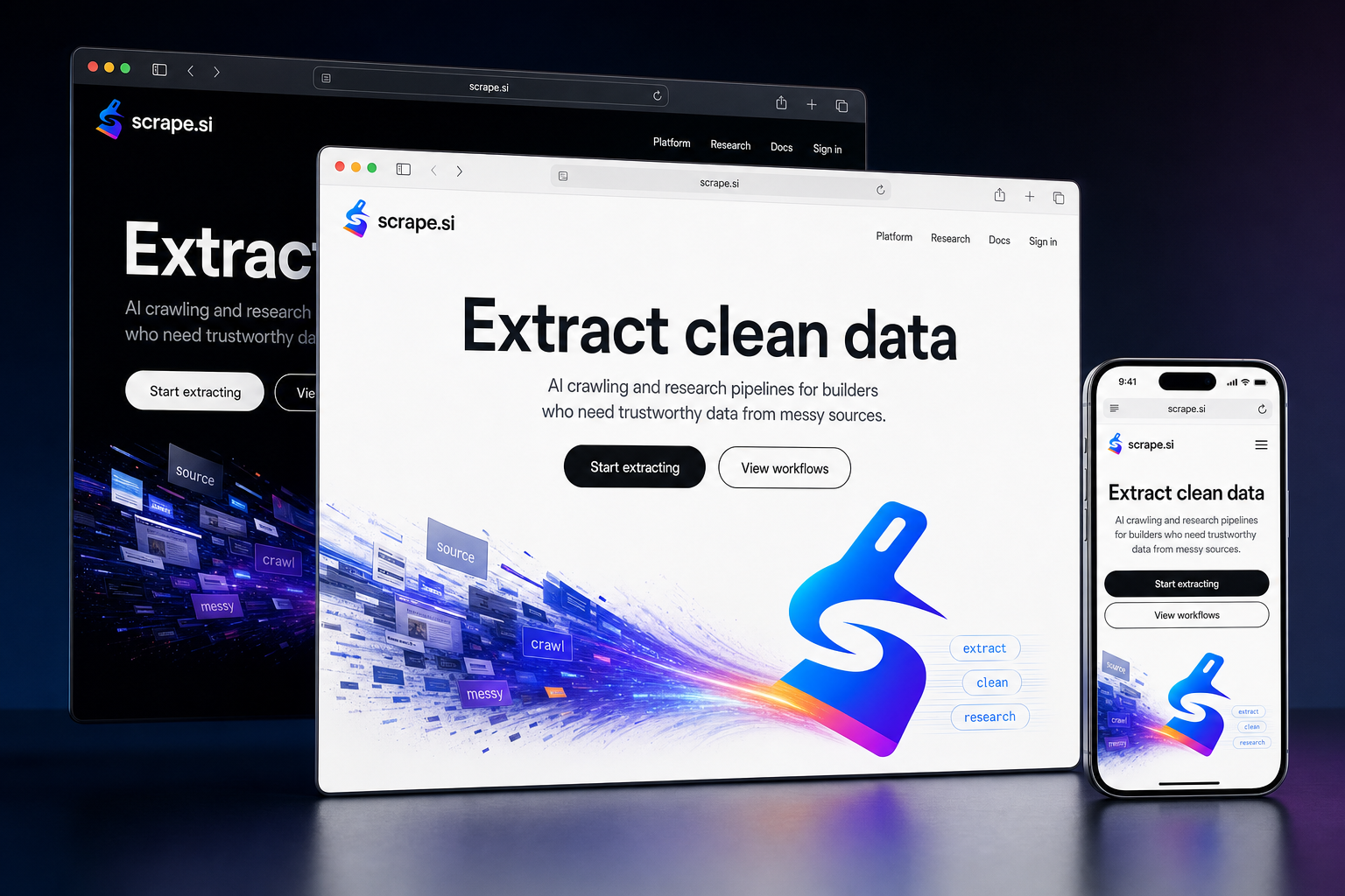 scrape.si website concept preview