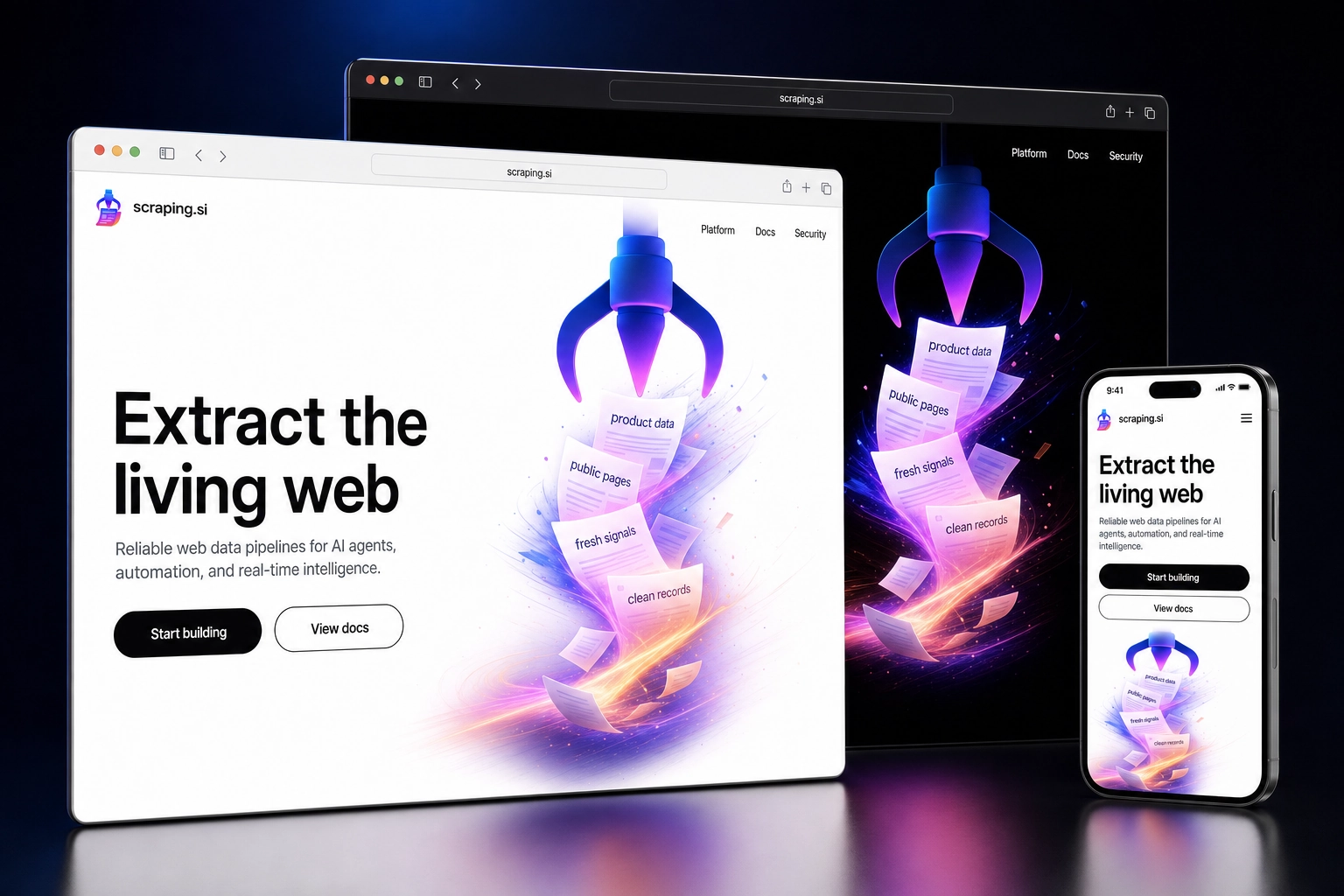 scraping.si website concept preview
