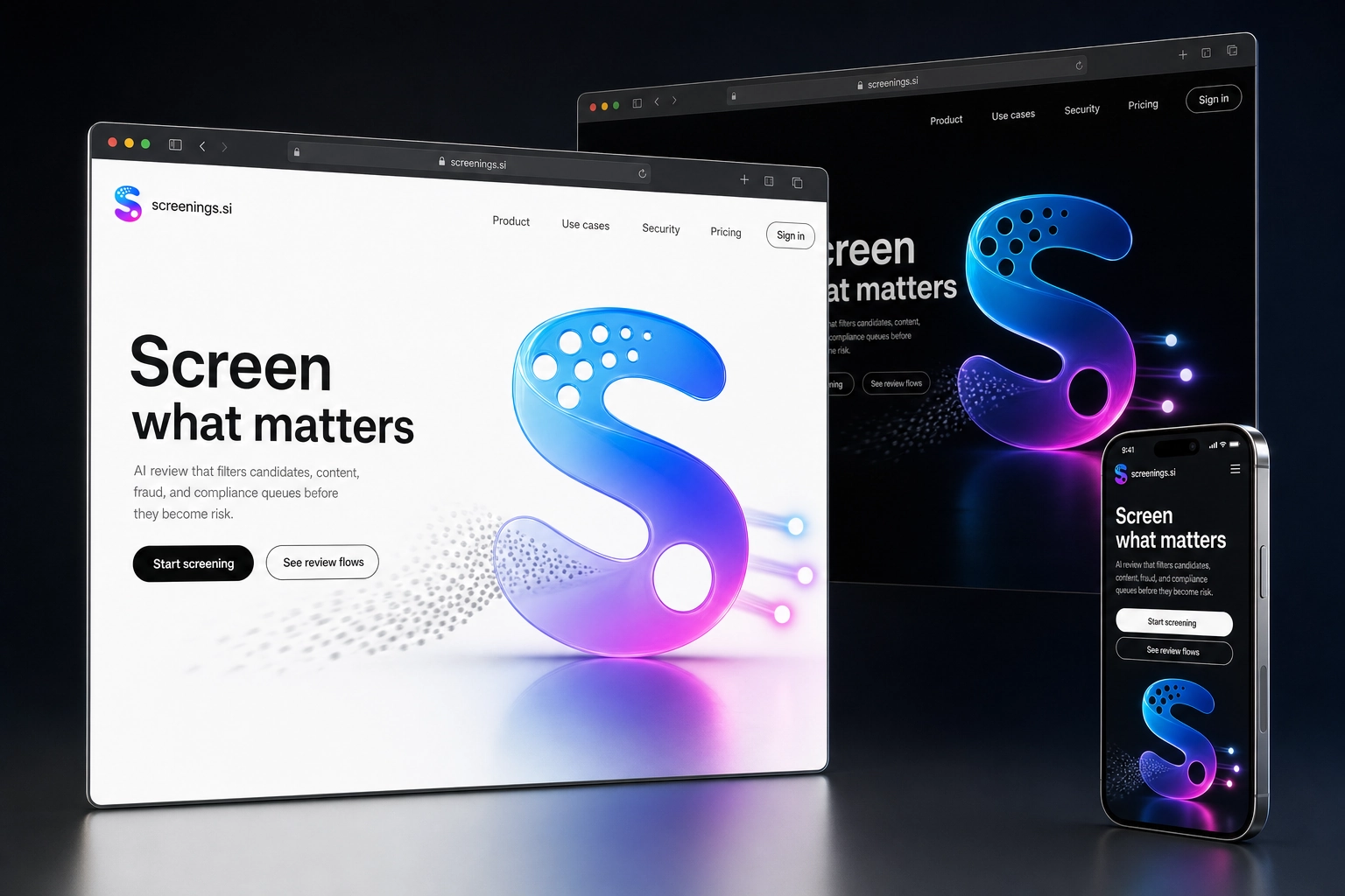 screenings.si website concept preview