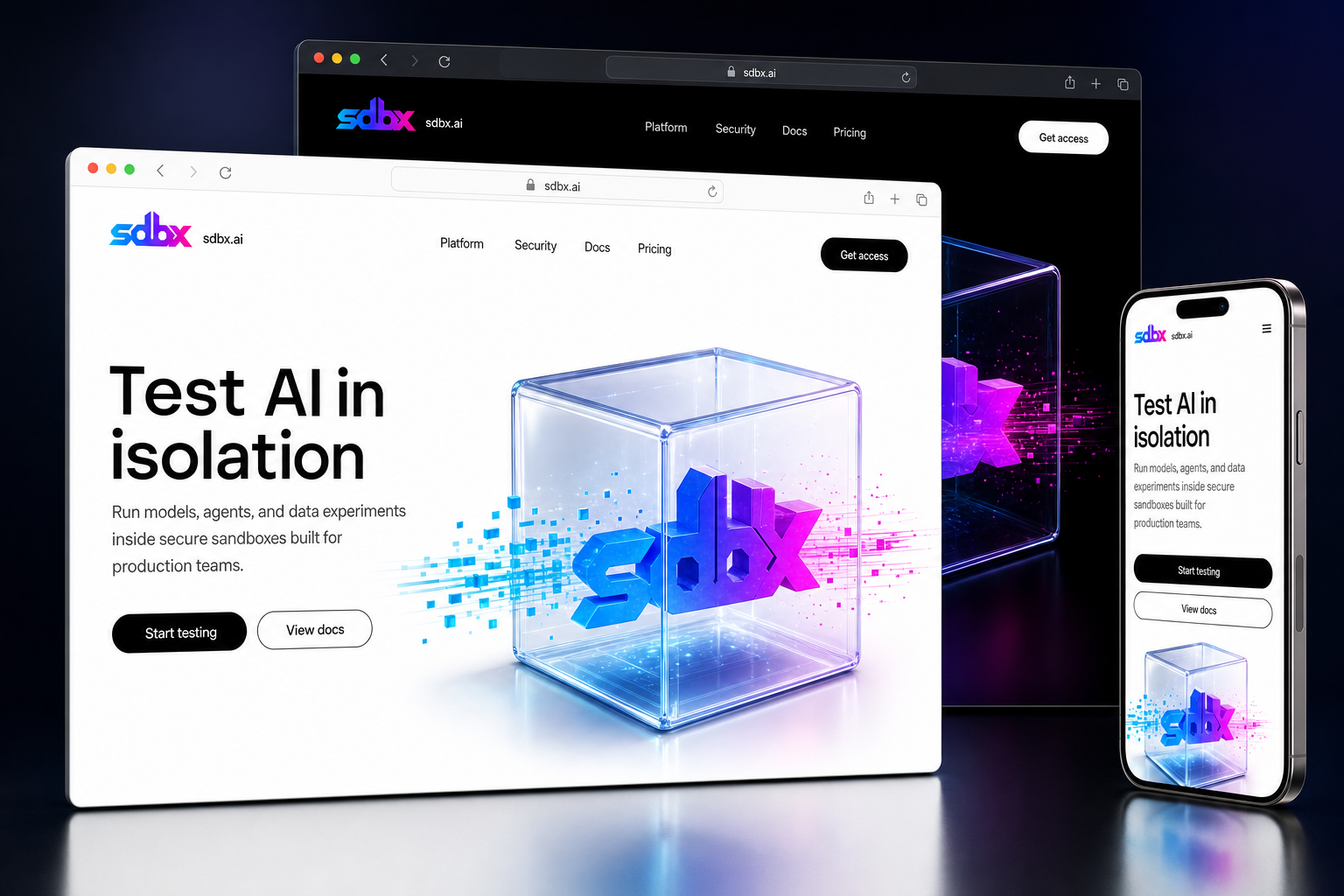 sdbx.ai website concept preview enlarged