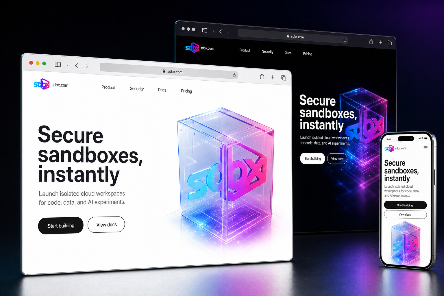 sdbx.com website concept preview enlarged