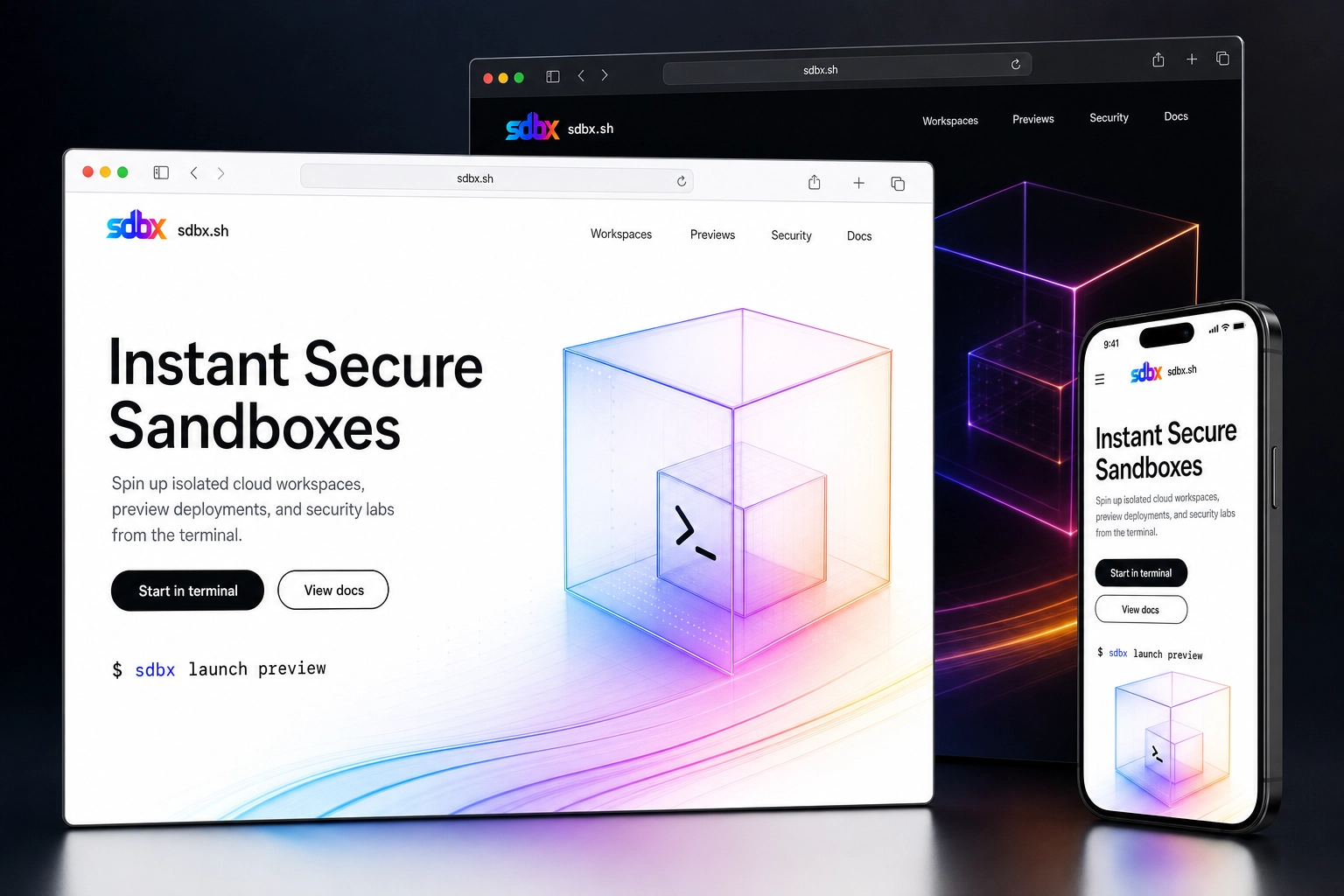 sdbx.sh website concept preview