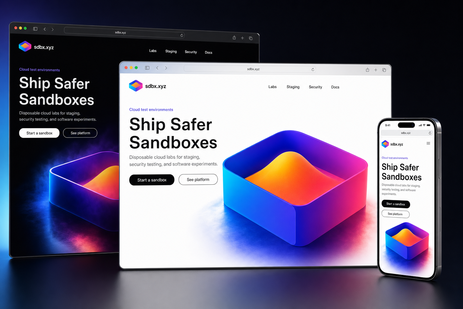 sdbx.xyz website concept preview