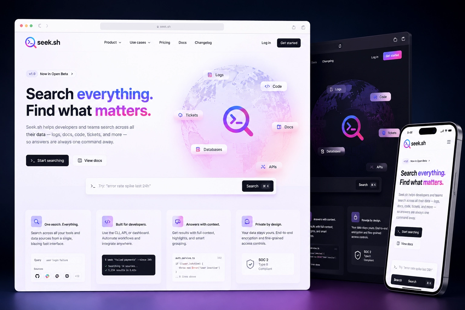 seek.sh website concept preview