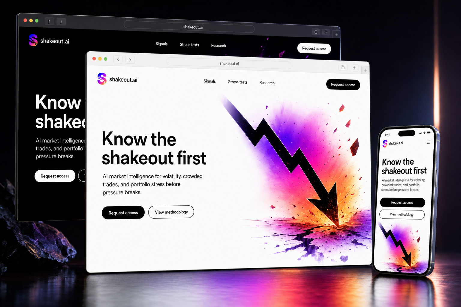 shakeout.ai website concept preview enlarged