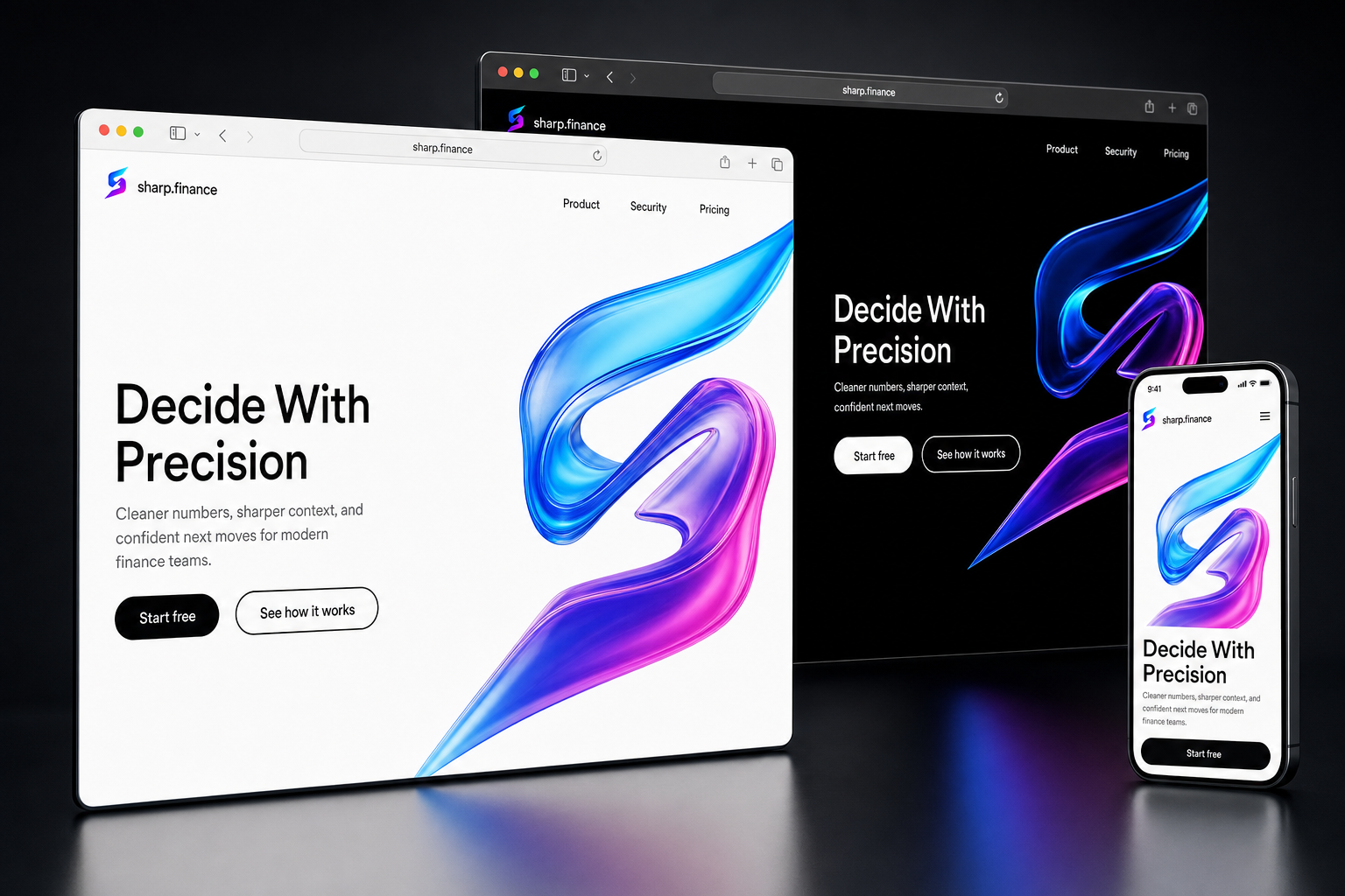 sharp.finance website concept preview