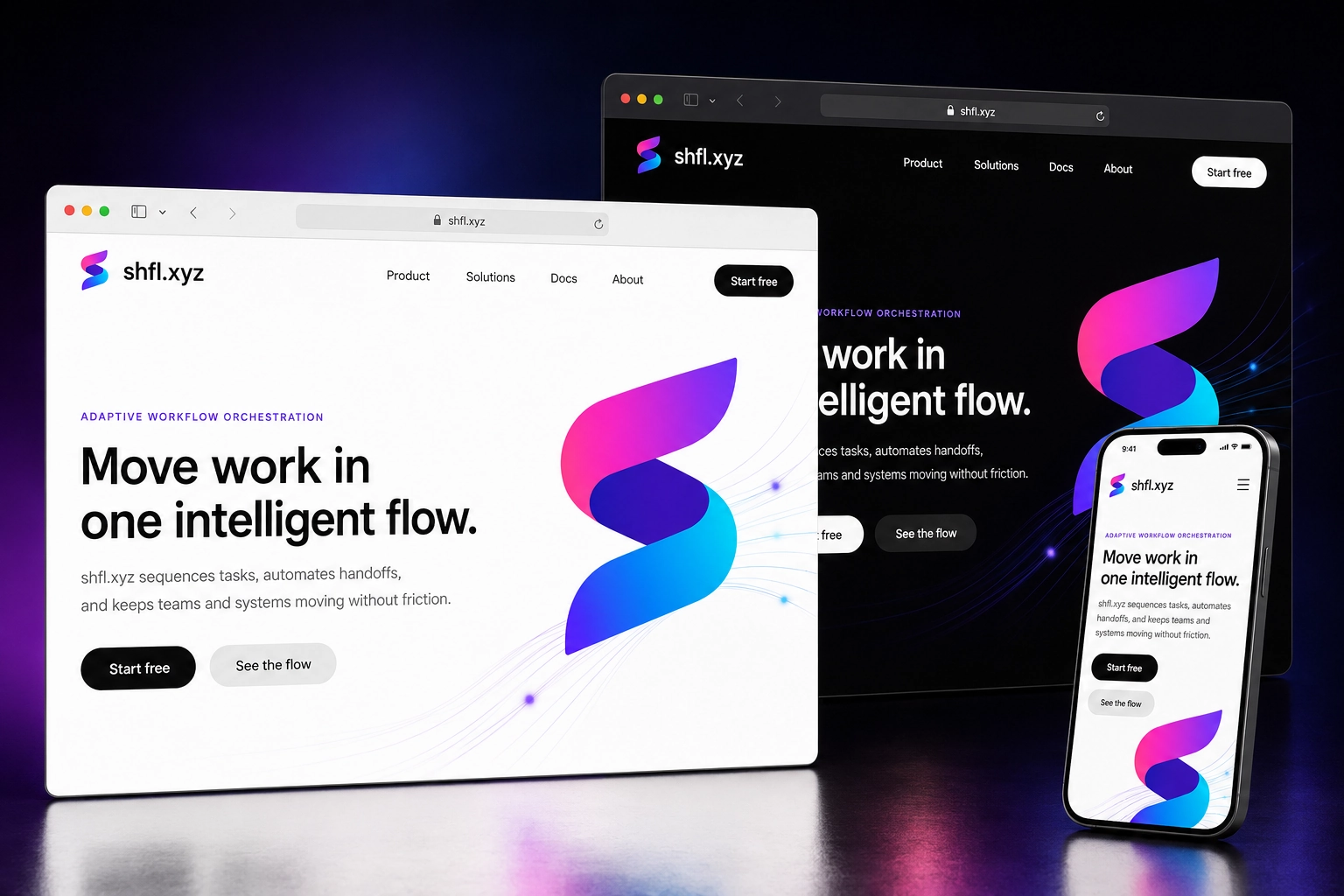 shfl.xyz website concept preview