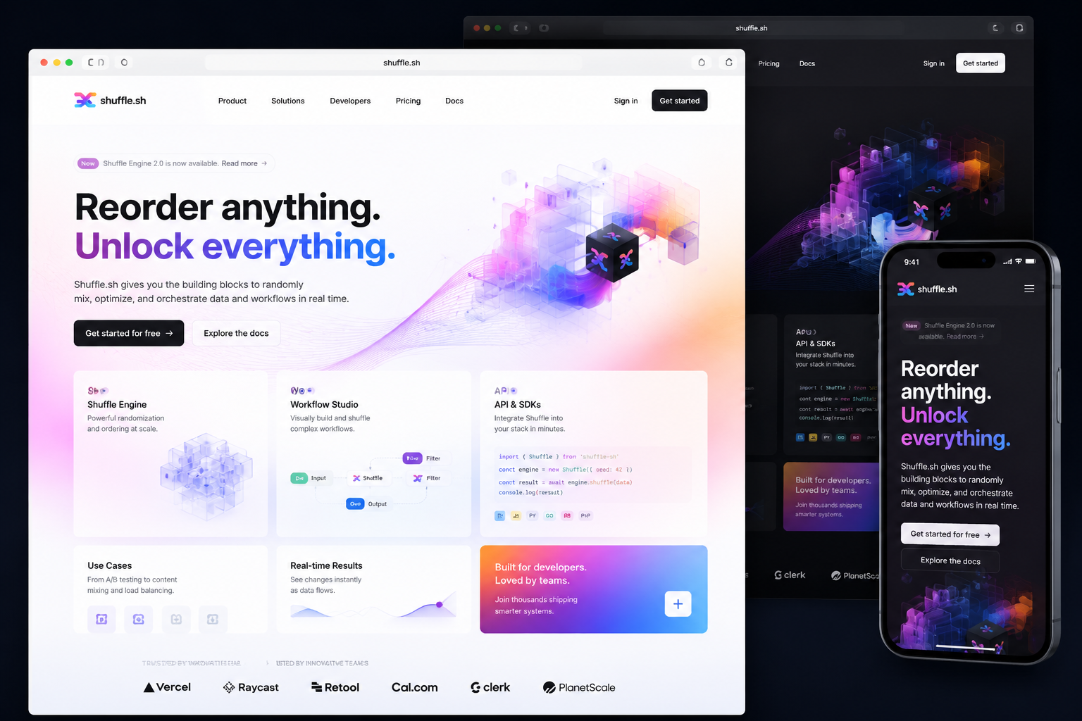 shuffle.sh website concept preview