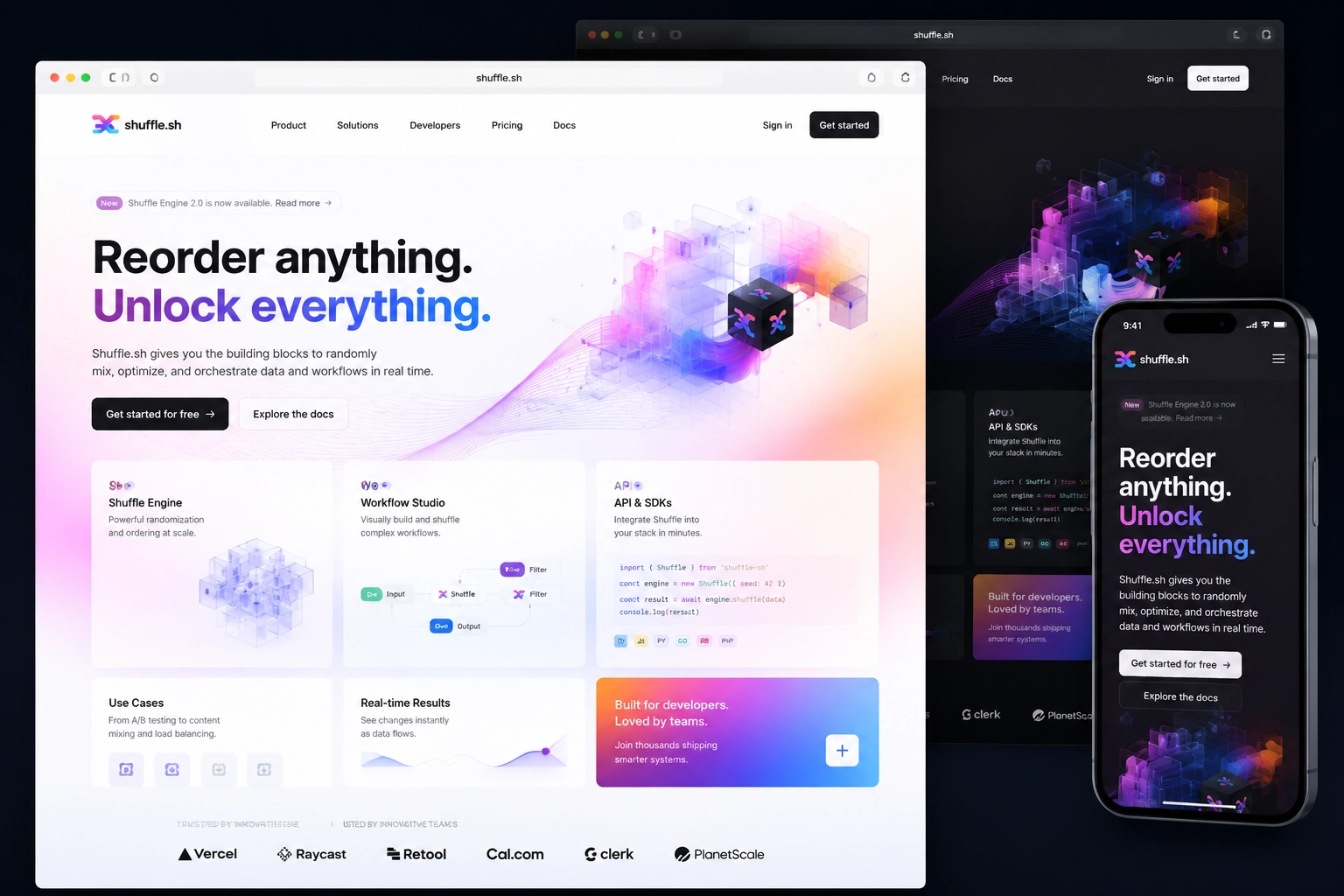 shuffle.sh website concept preview