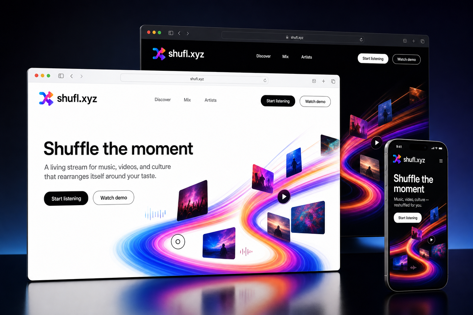 shufl.xyz website concept preview