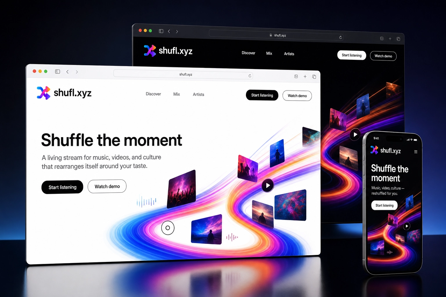 shufl.xyz website concept preview