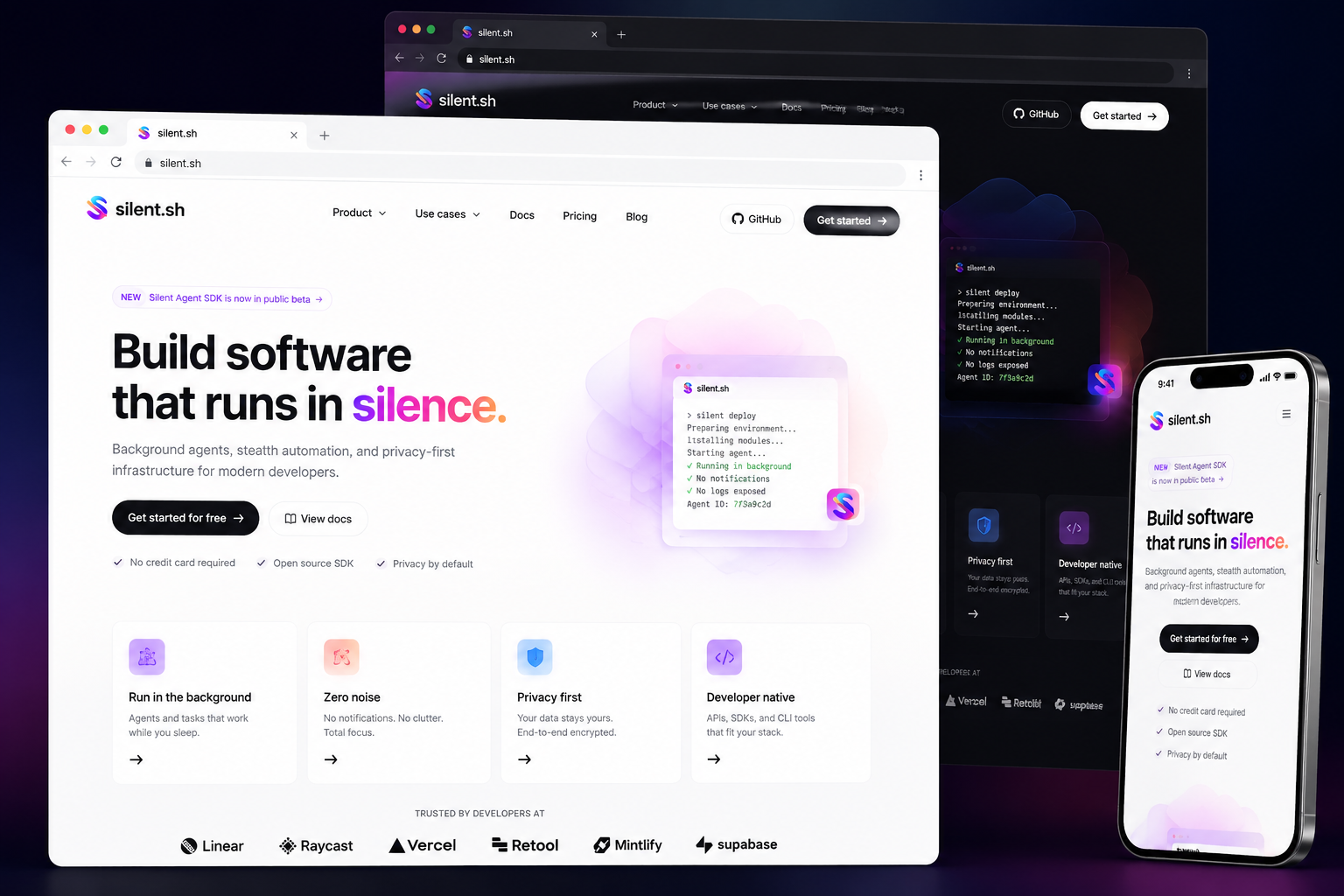 silent.sh website concept preview