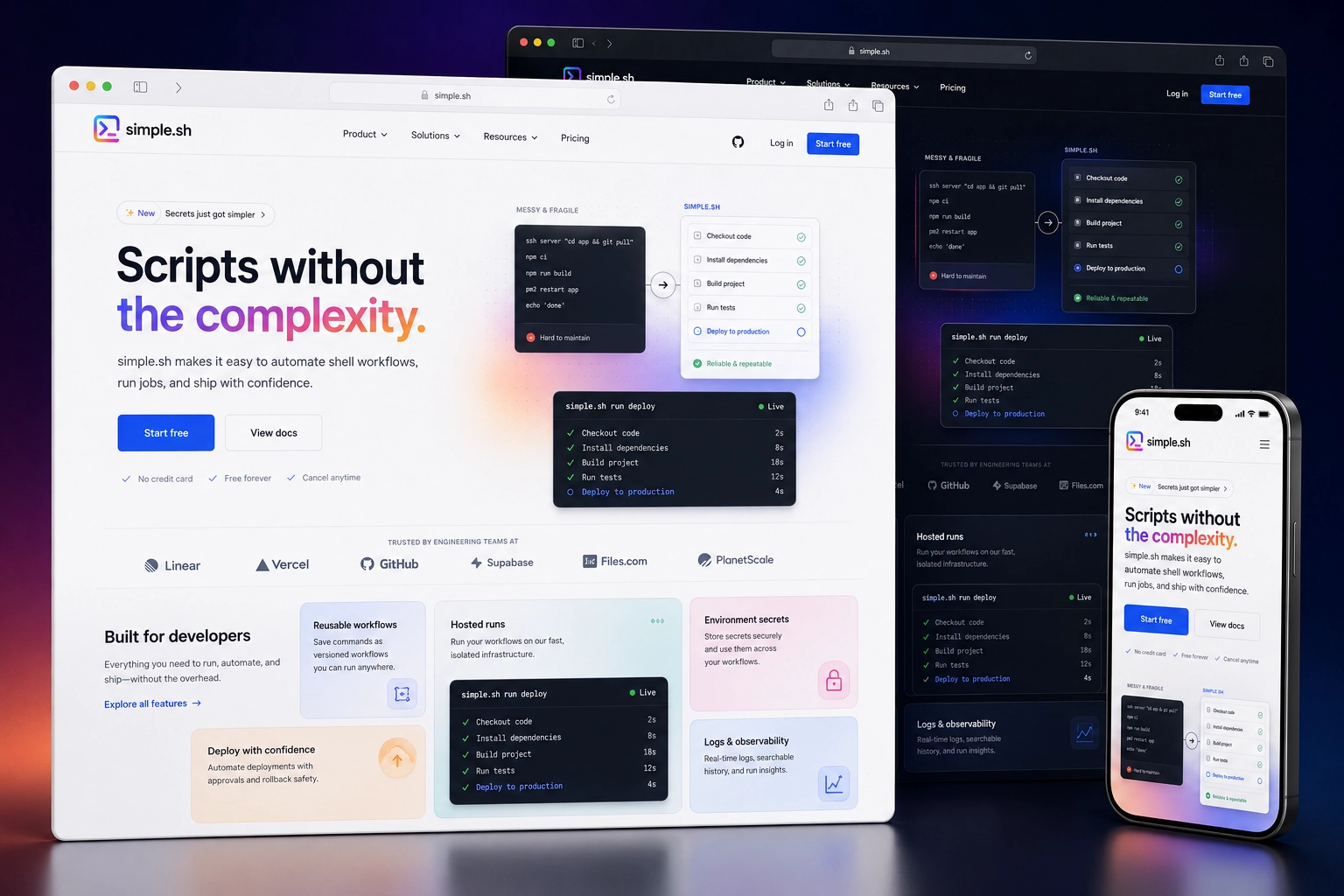 simple.sh website concept preview