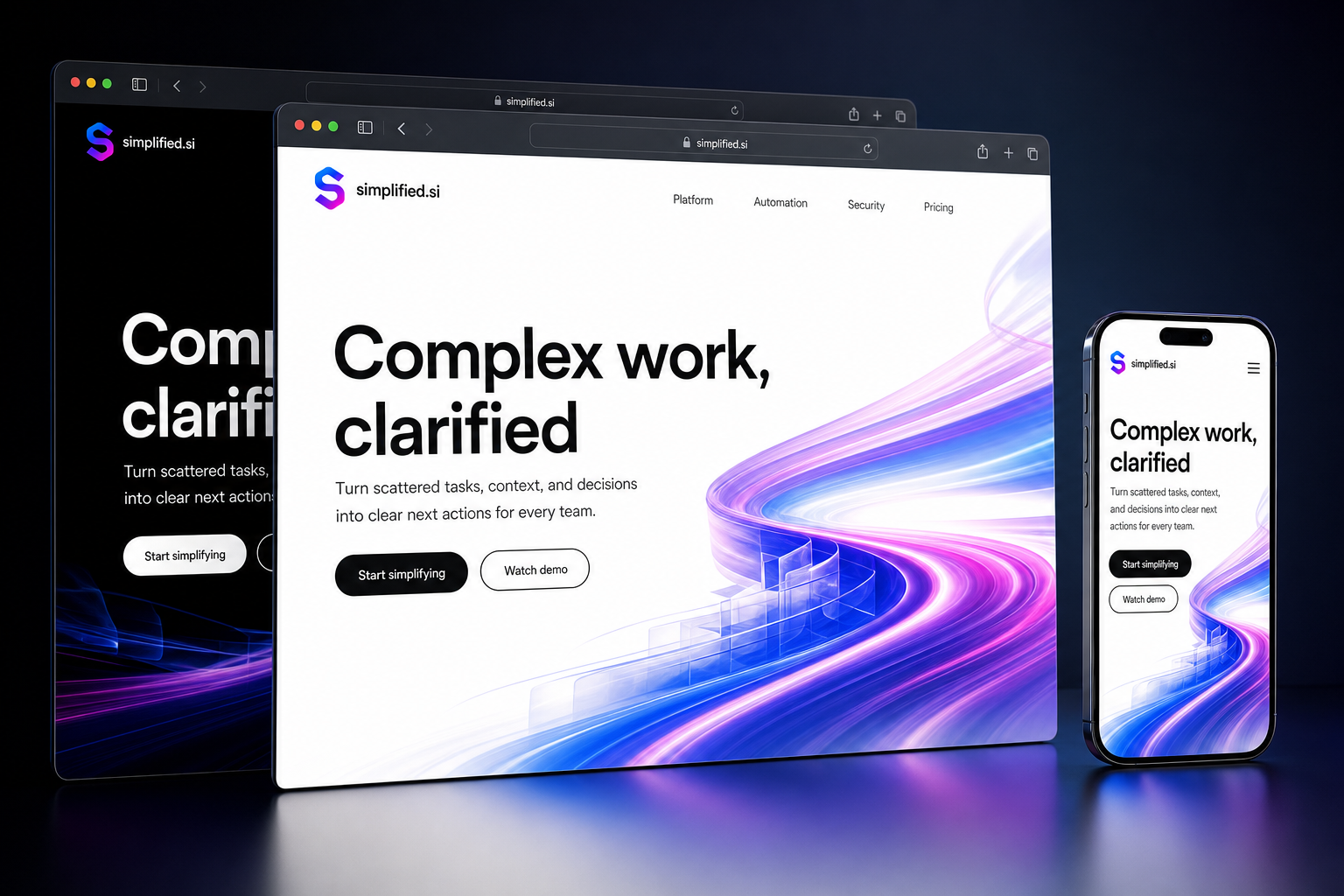 simplified.si website concept preview enlarged
