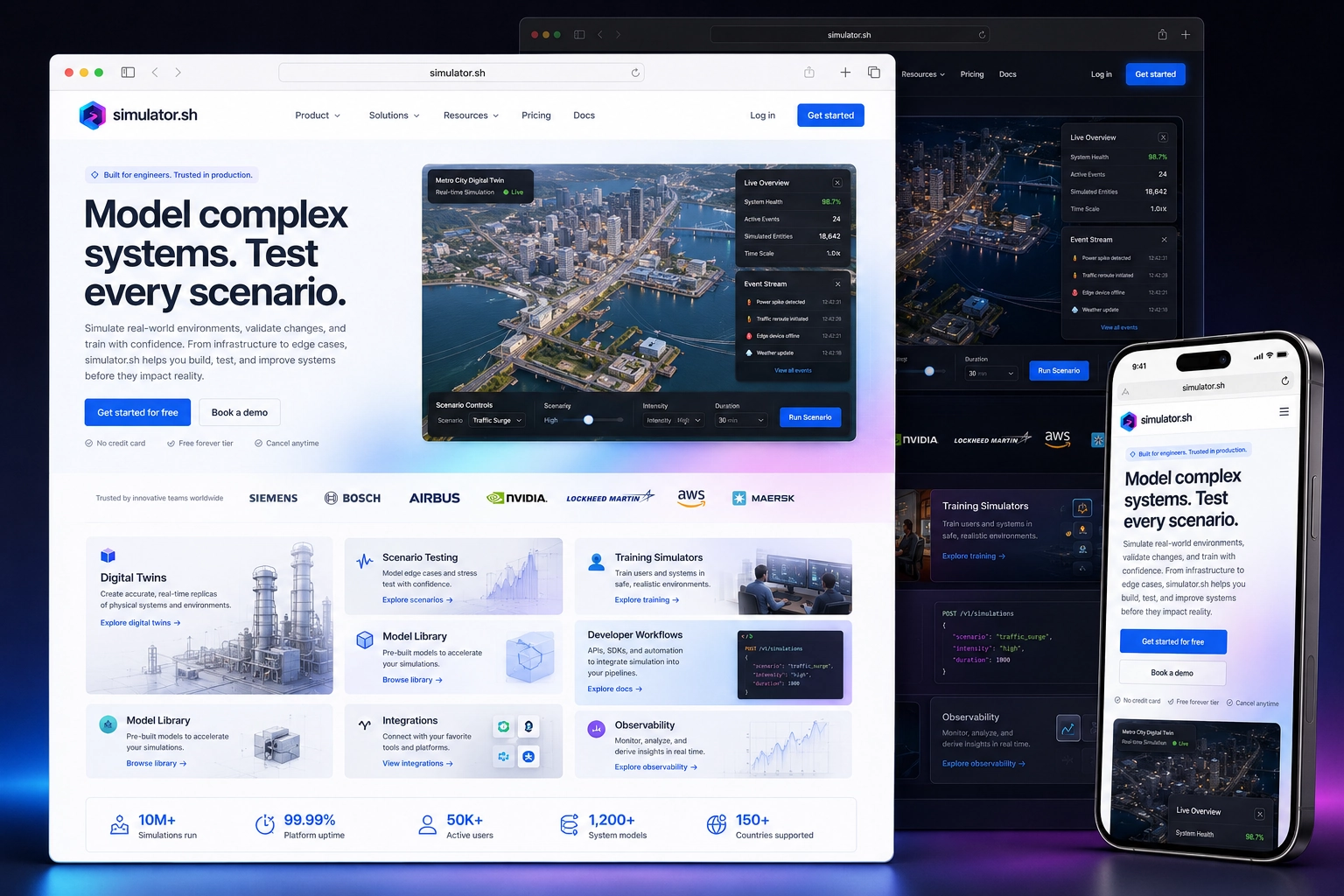 simulator.sh website concept preview