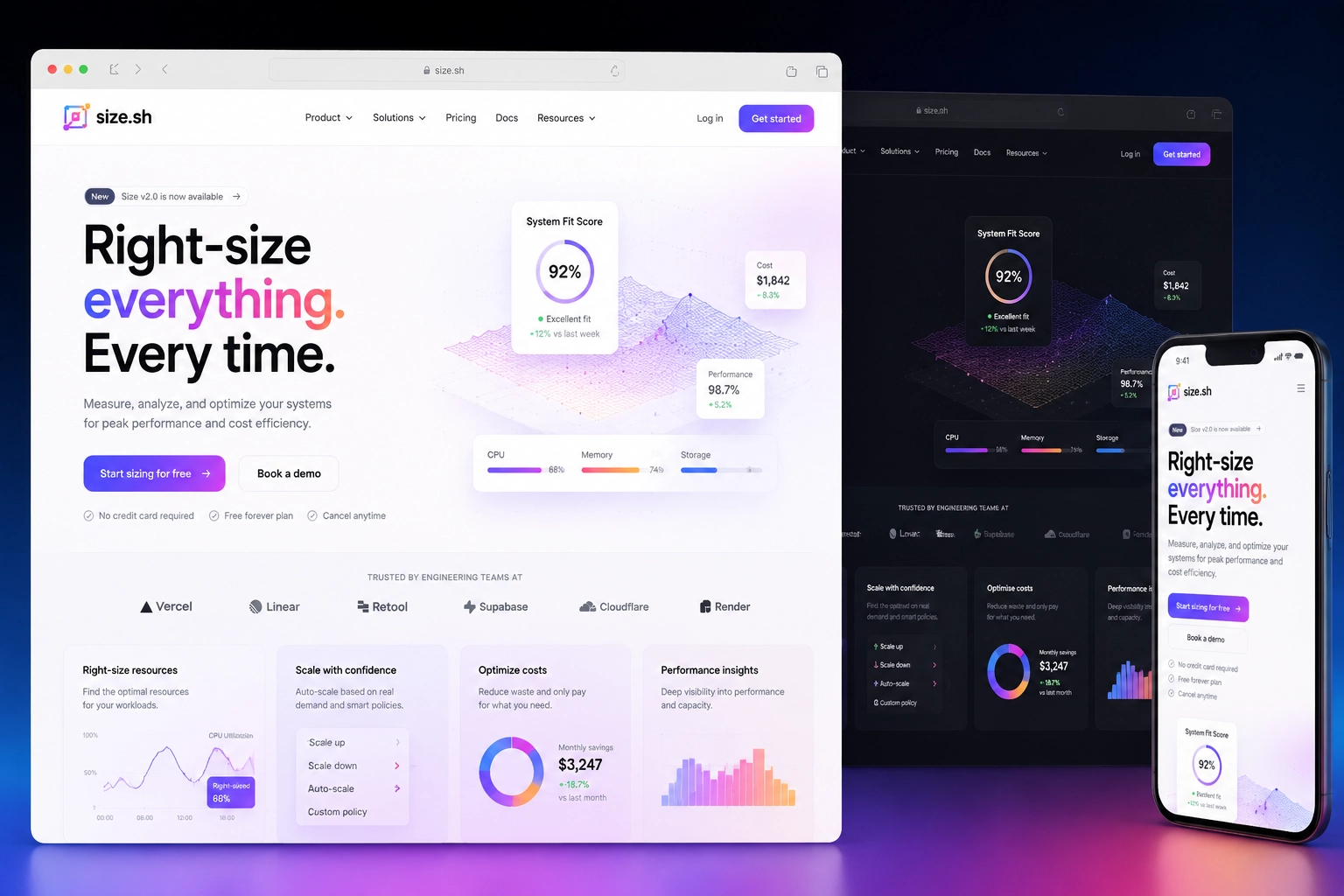 size.sh website concept preview