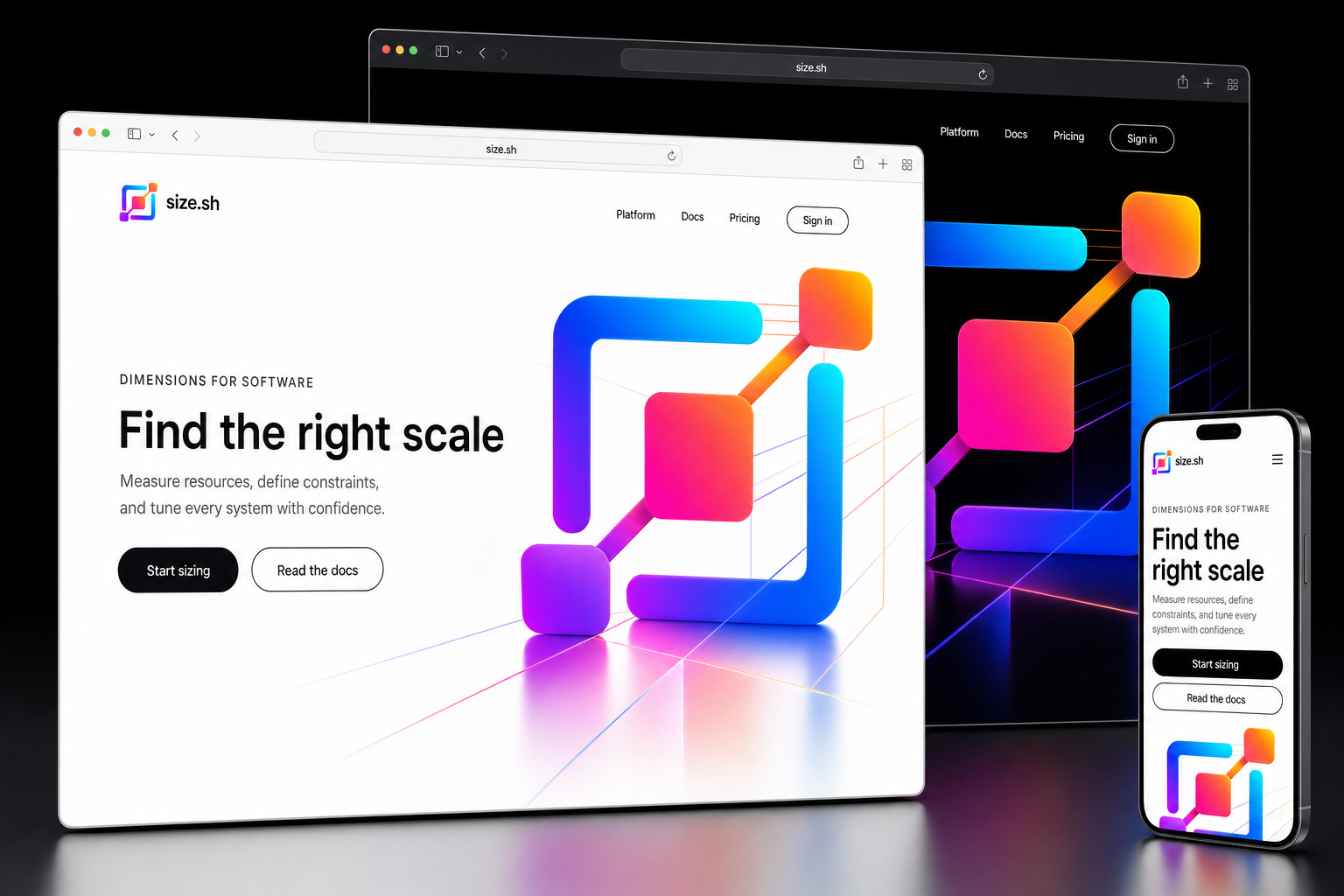 size.sh website concept preview enlarged