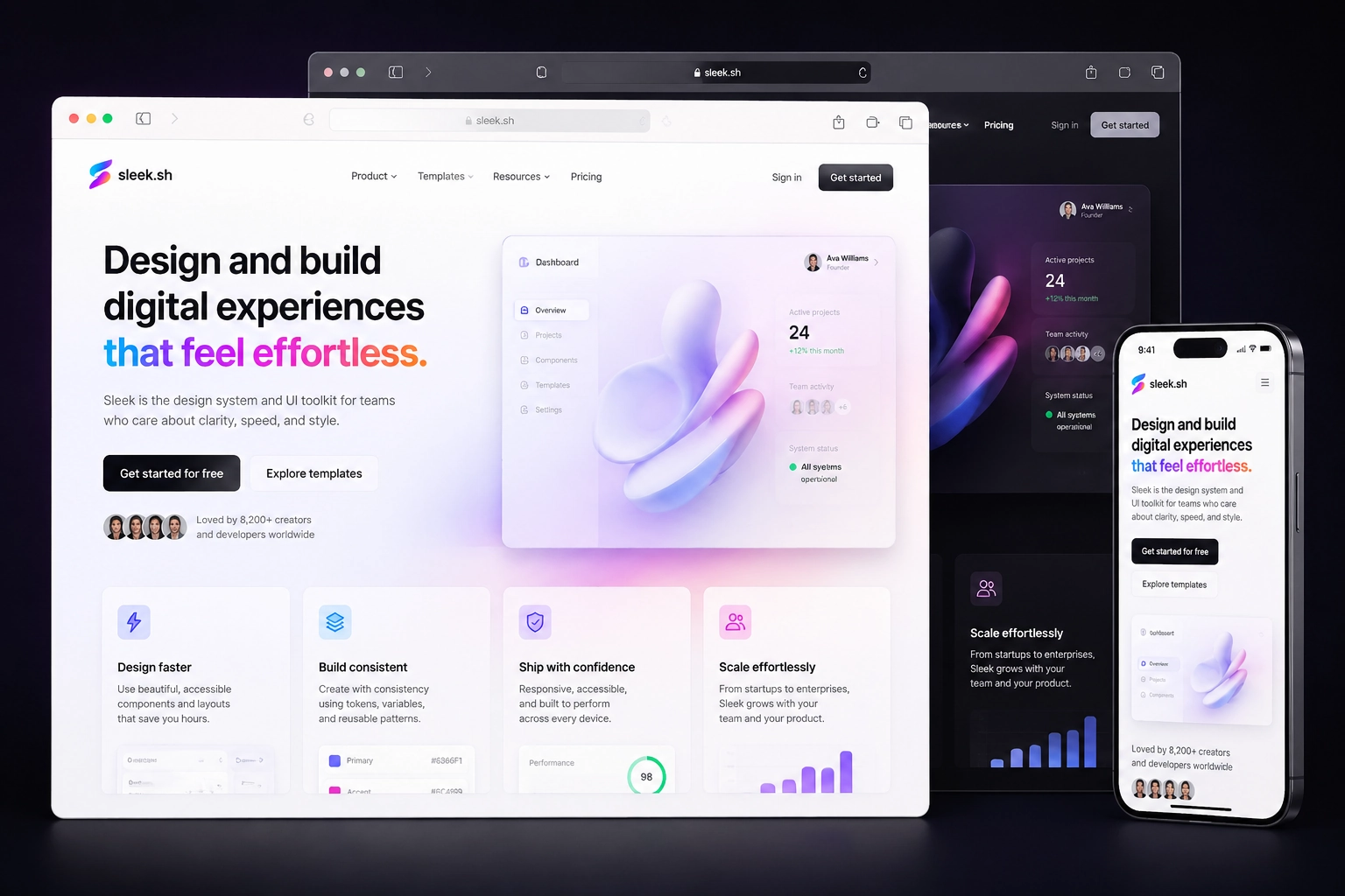 sleek.sh website concept preview