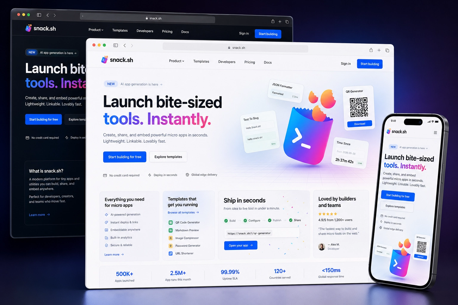 snack.sh website concept preview