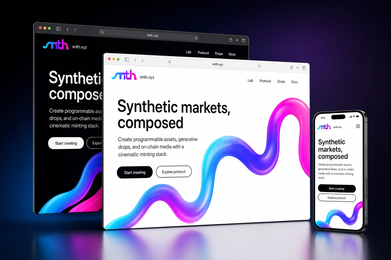 snth.xyz website concept preview