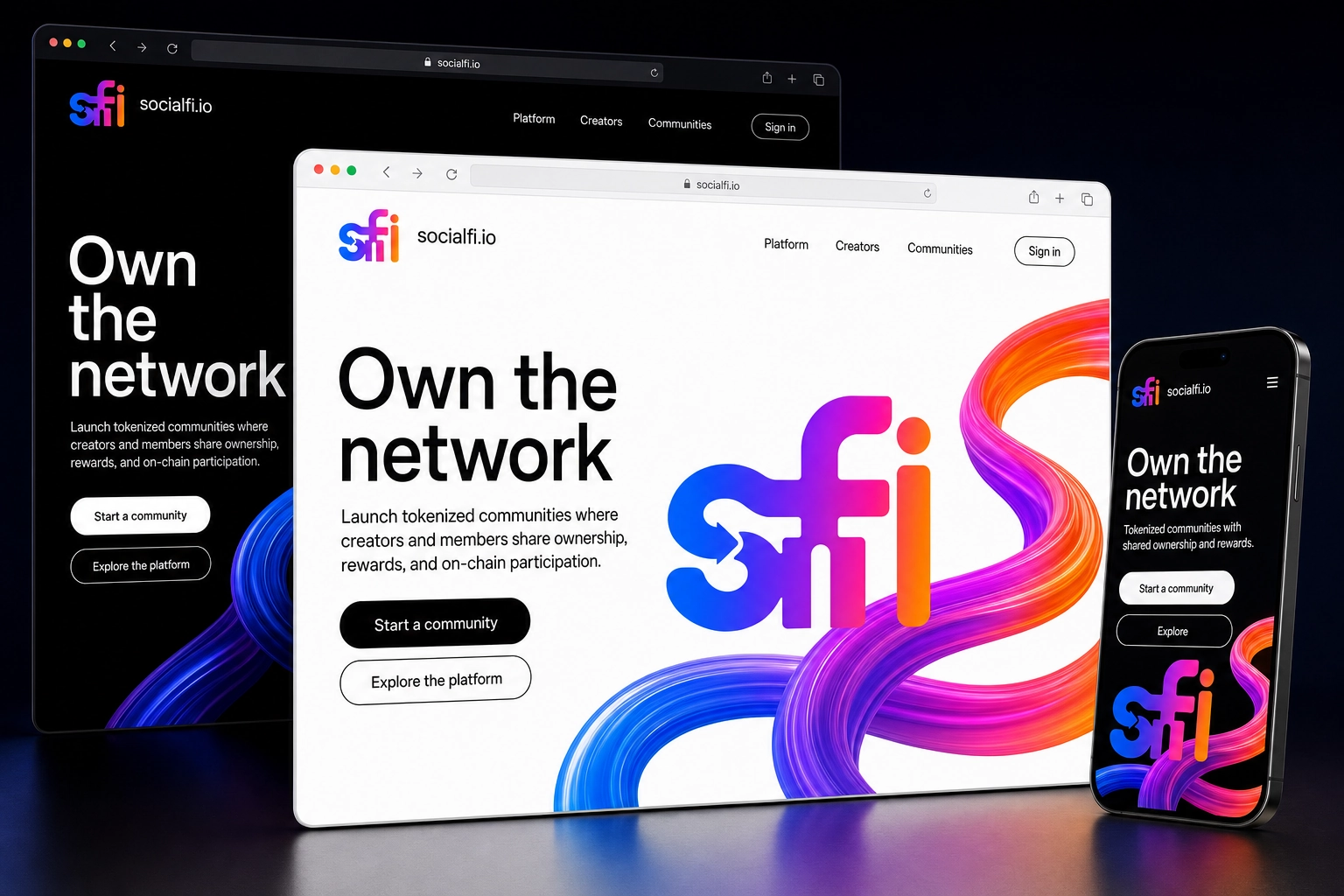 socialfi.io website concept preview